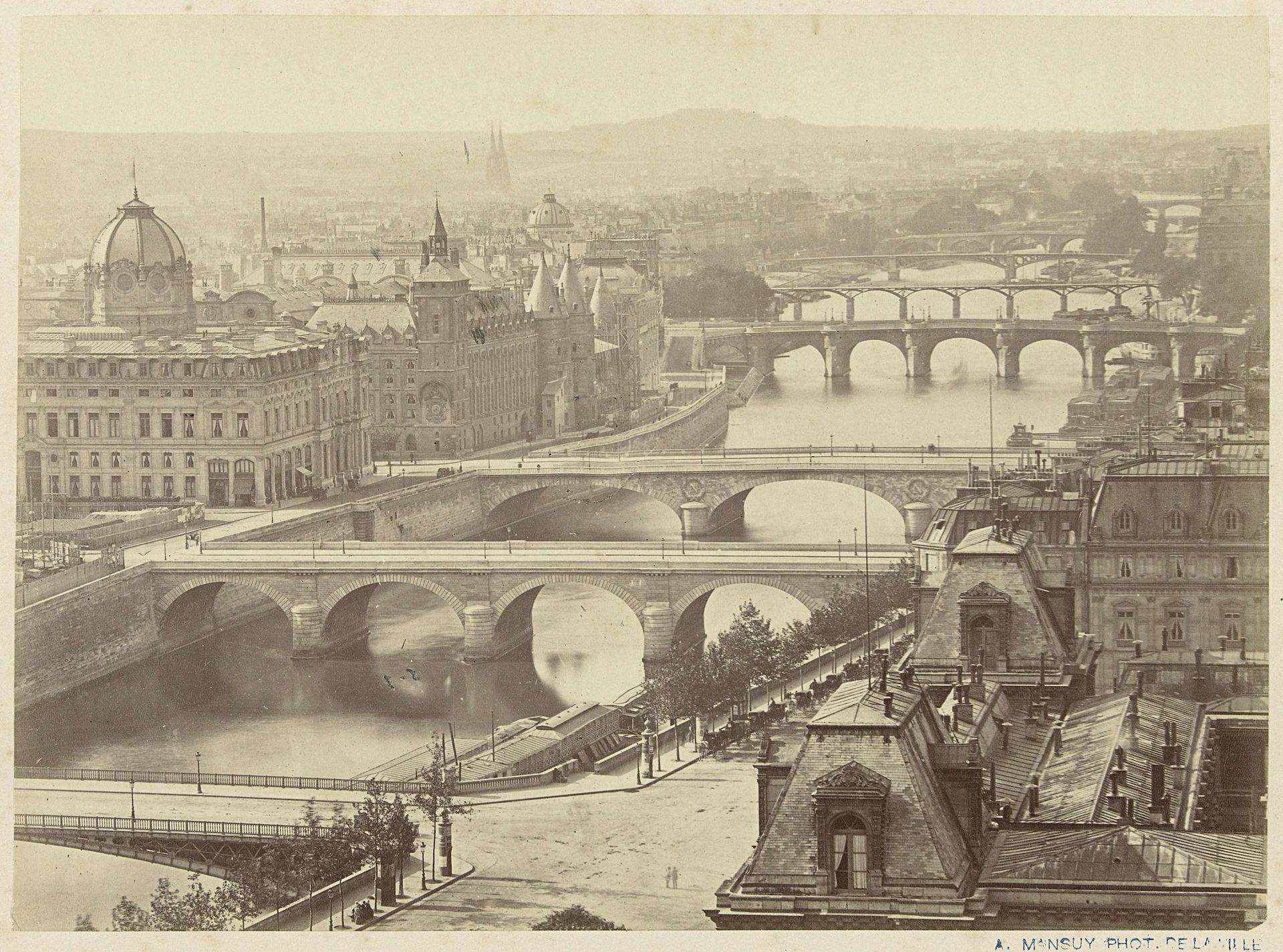 Gezicht over de Seine te Parijs by Albert Mansuy