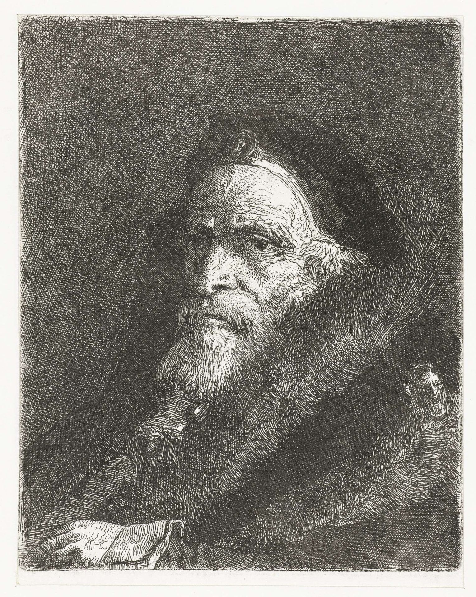 Oude man in bontmantel by Giovanni Domenico Tiepolo