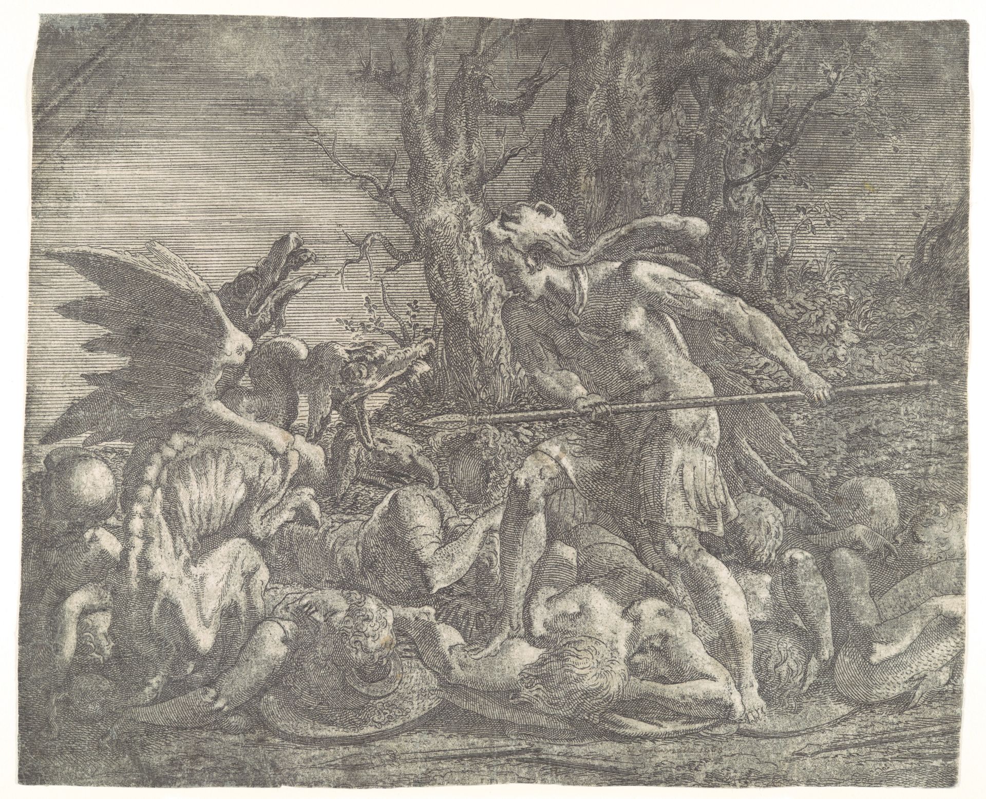 Cadmus killing the Dragon by Léon Davent