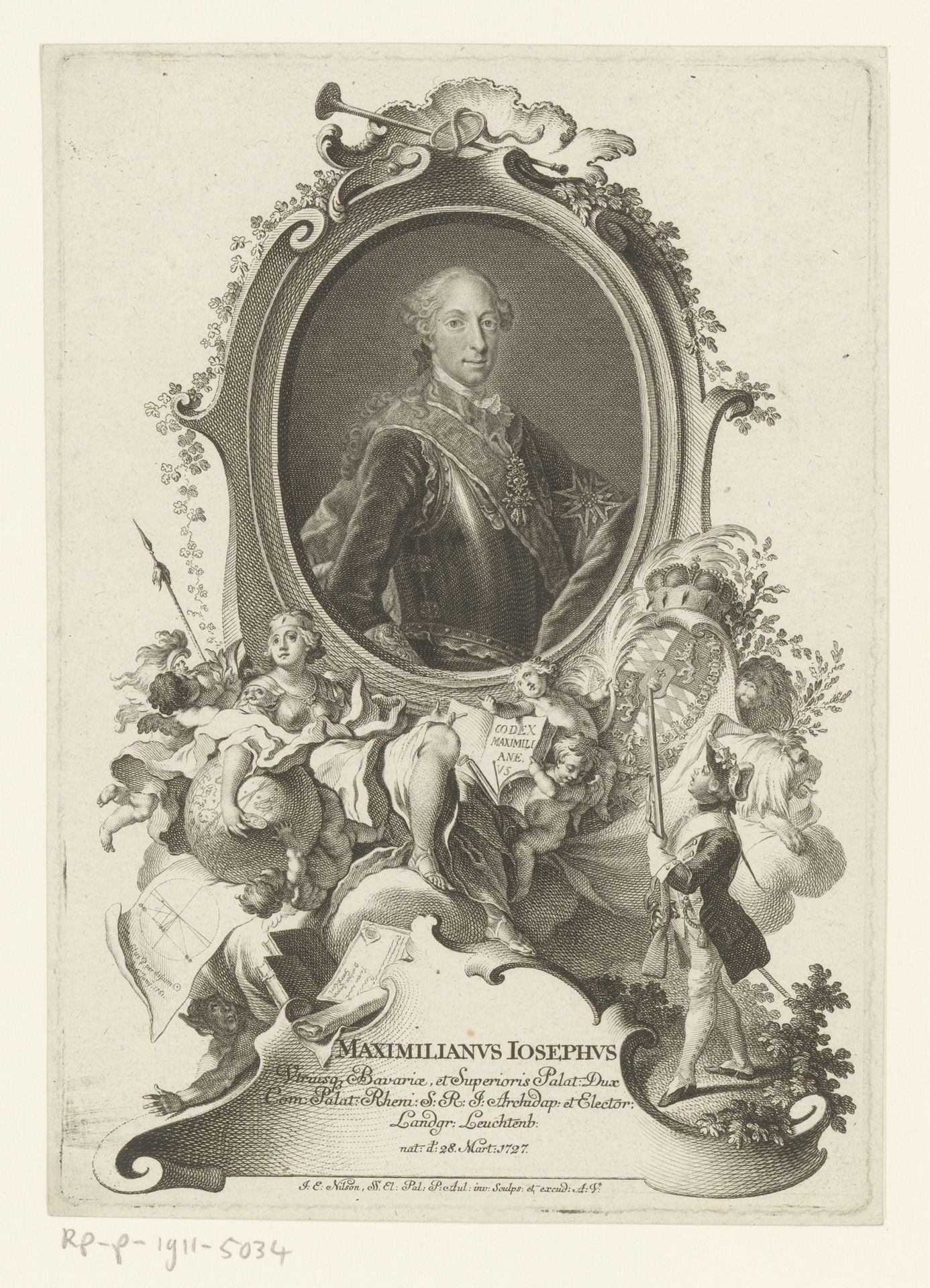 Portret van Maximiliaan III Jozef, keurvorst van Beieren by Johann Esaias Nilson