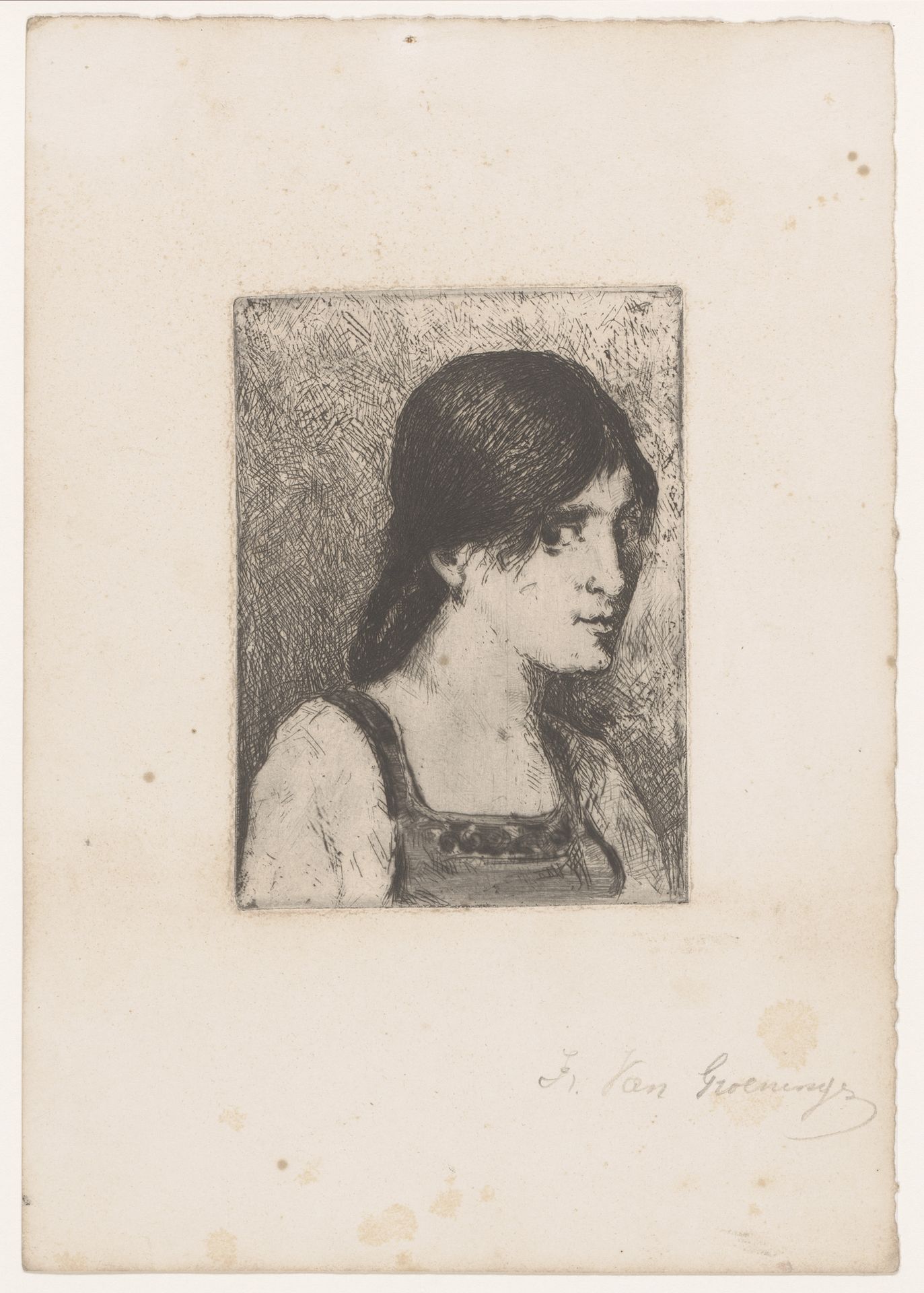 Portret van een onbekende jonge vrouw by Fr. van Groeningen