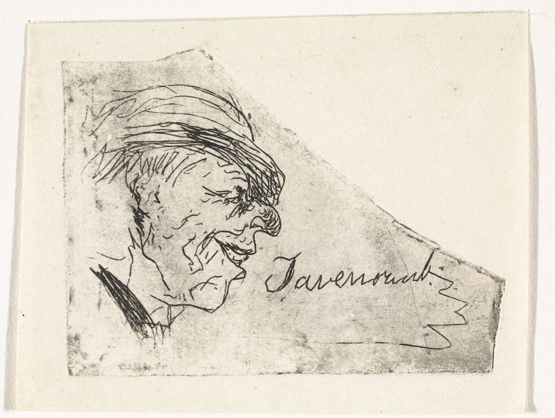 Lachende man met hoed by Johannes Tavenraat