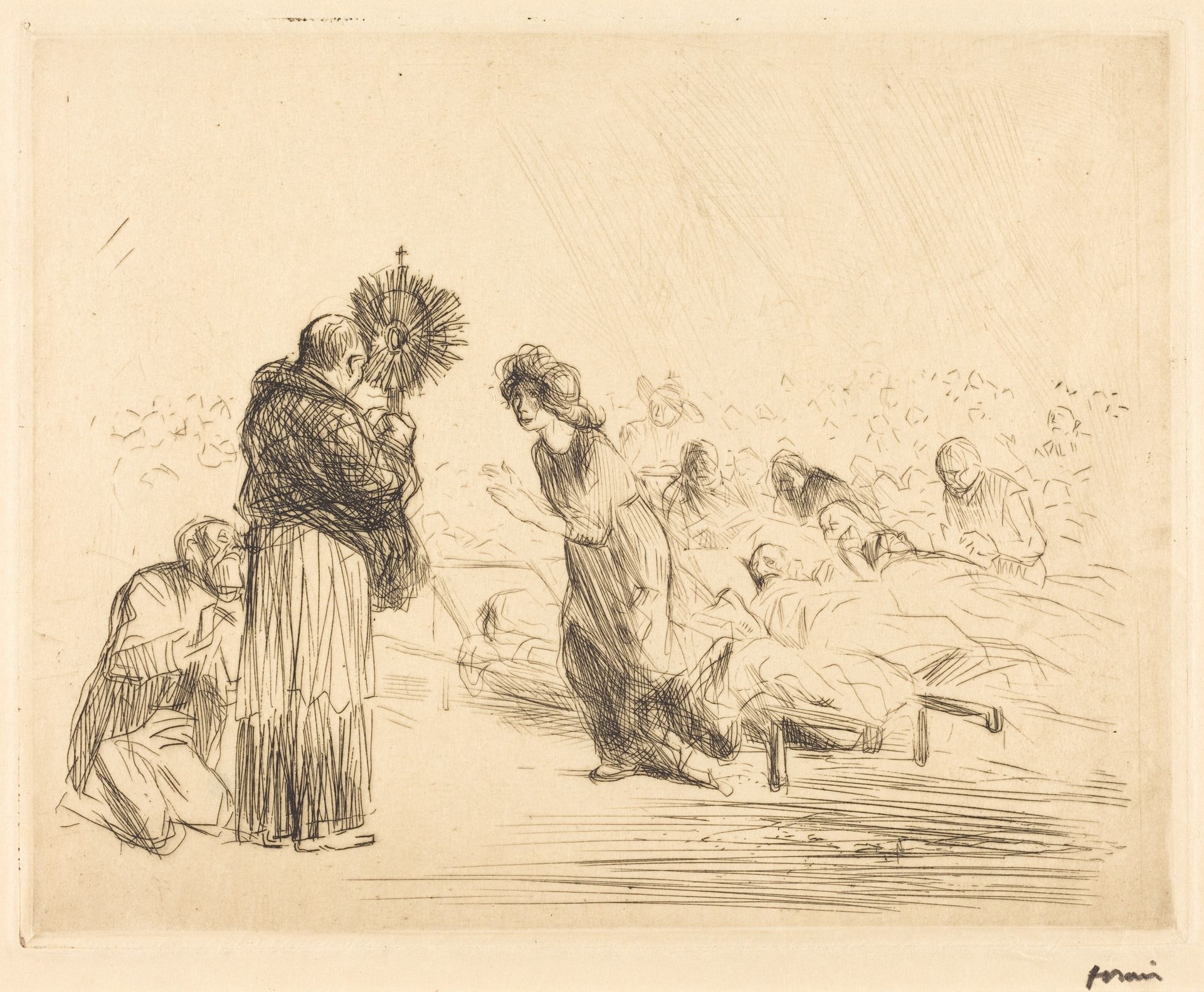 The Miracle before the Blessed Sacrament (fourth plate) by Jean-Louis Forain