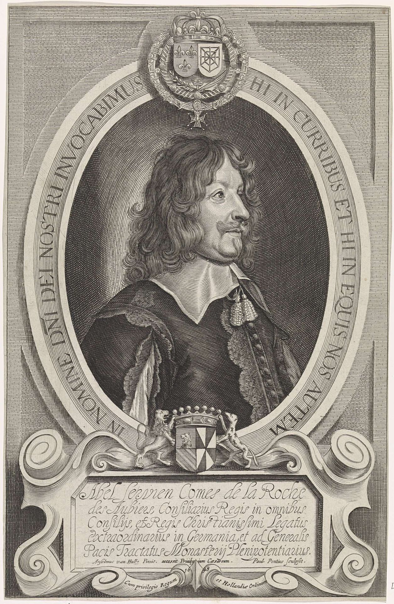 Portret van Abel de Servien, graaf de la Roche by Paulus Pontius