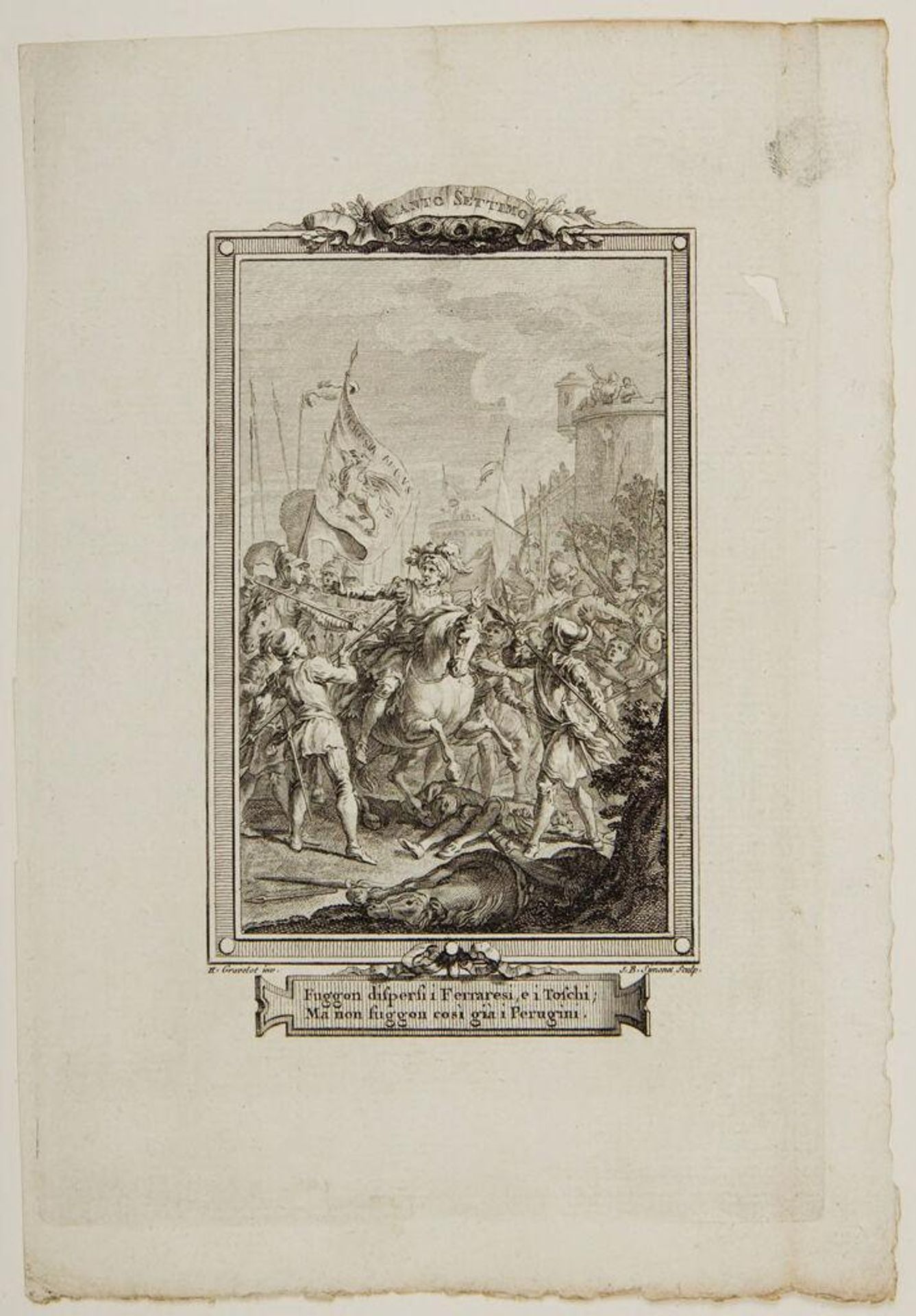 The Ferraresi and Tuscans Run Off and Diserse, Unlike the Perugians Who Do Not ... (Seventh Canto) by Jean Baptiste Simonet