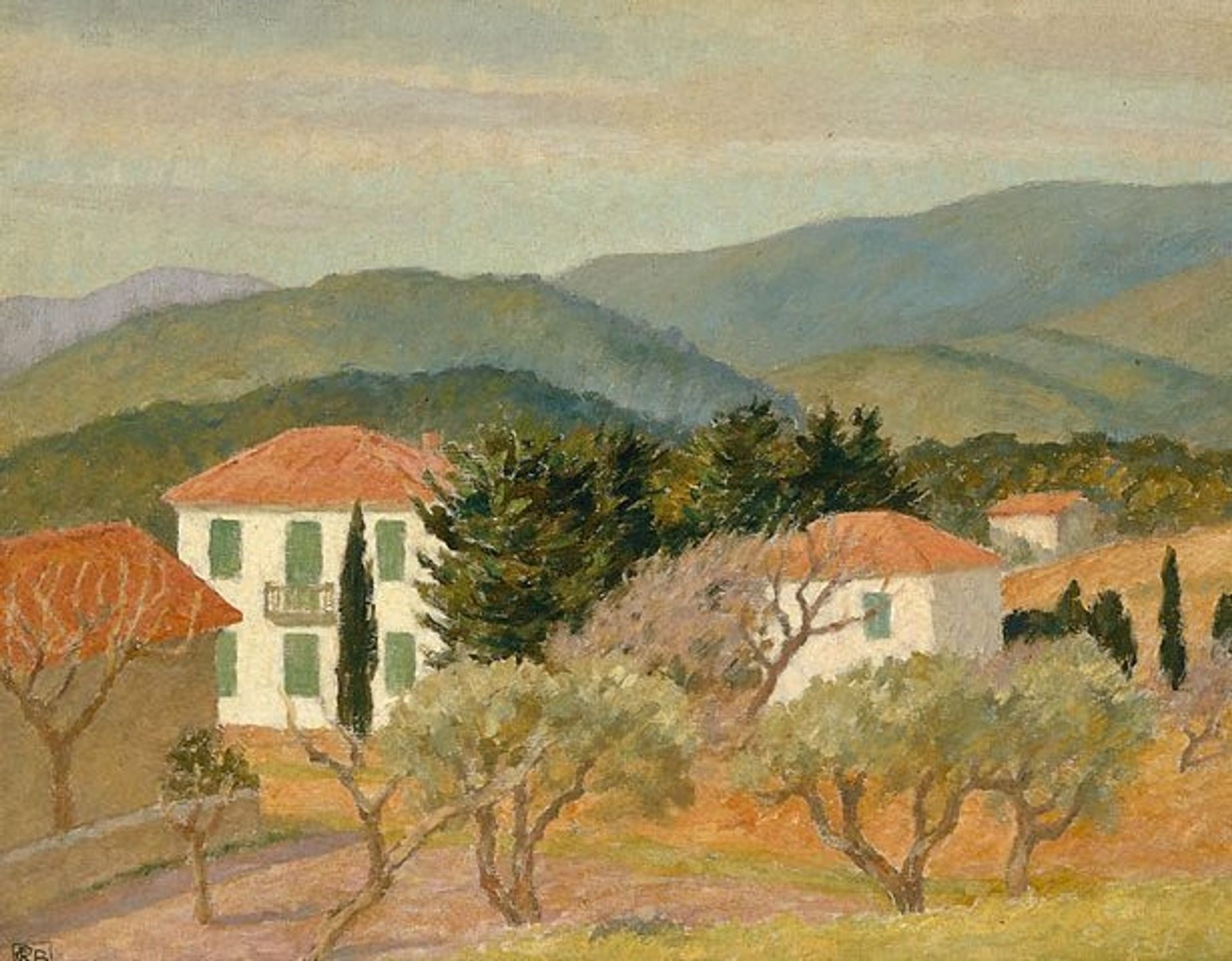 House below hill by Rupert Bunny