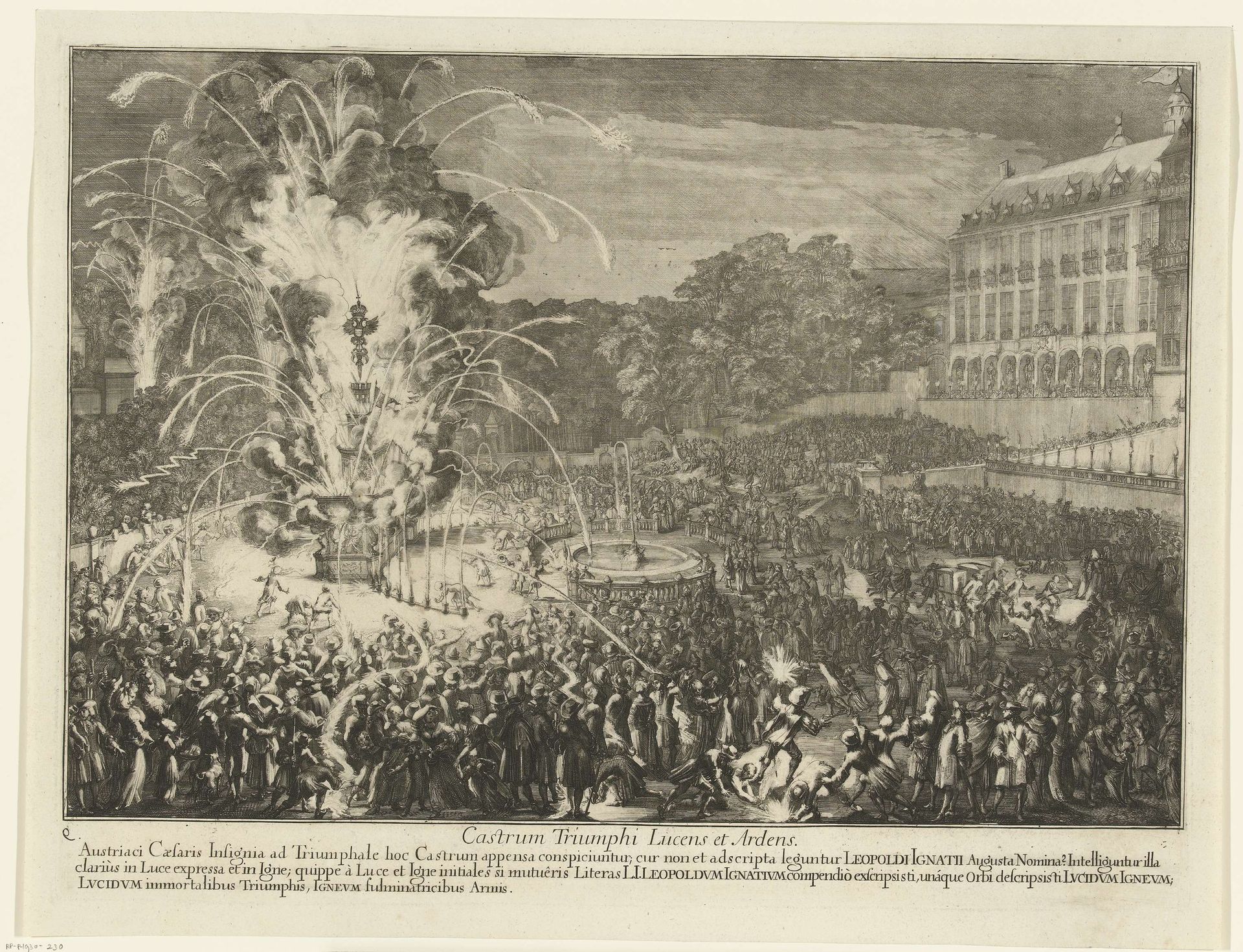Vuurwerk in de paleistuin, 1686 by Romeyn de Hooghe