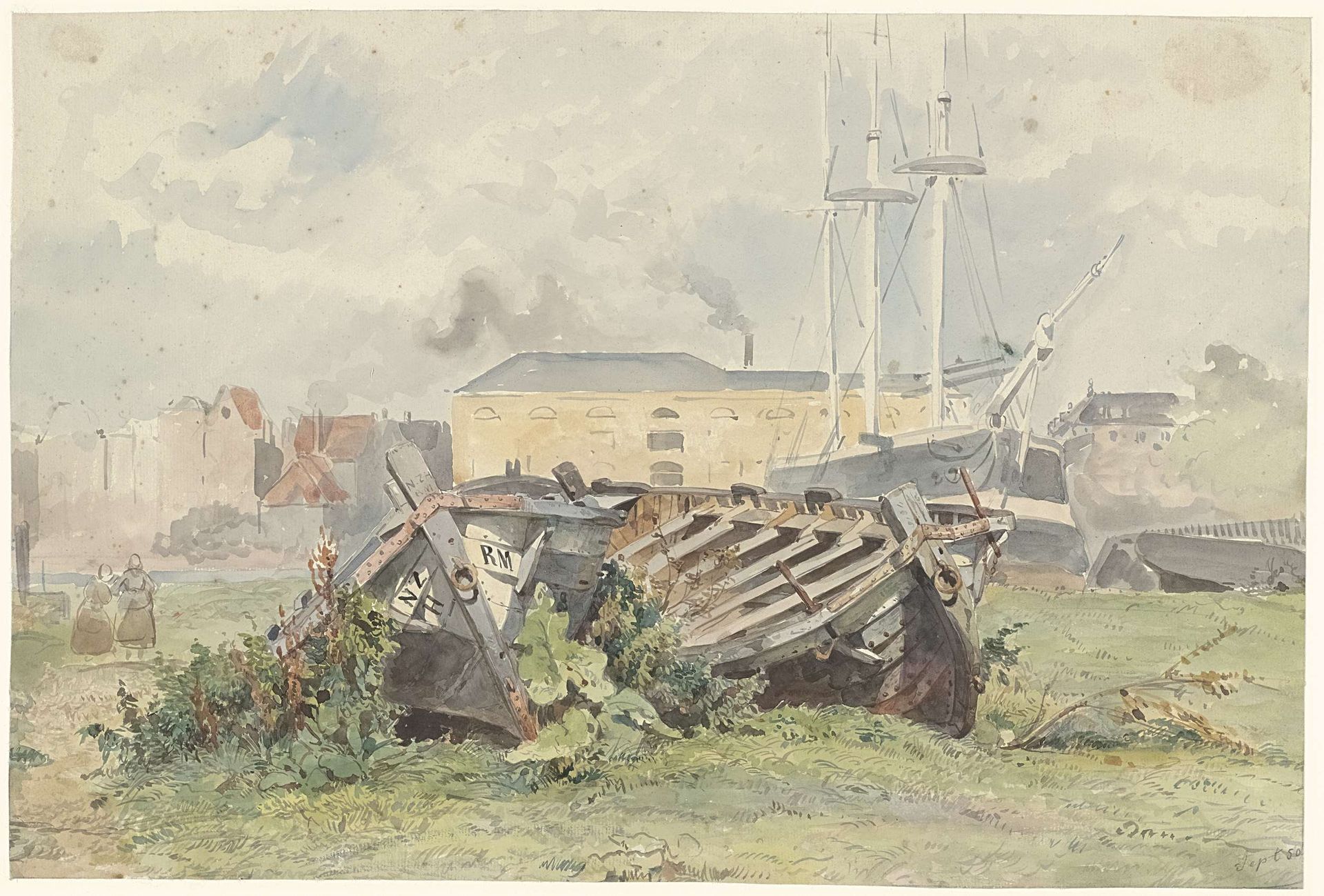 Scheepswerf by Willem Anthonie van Deventer