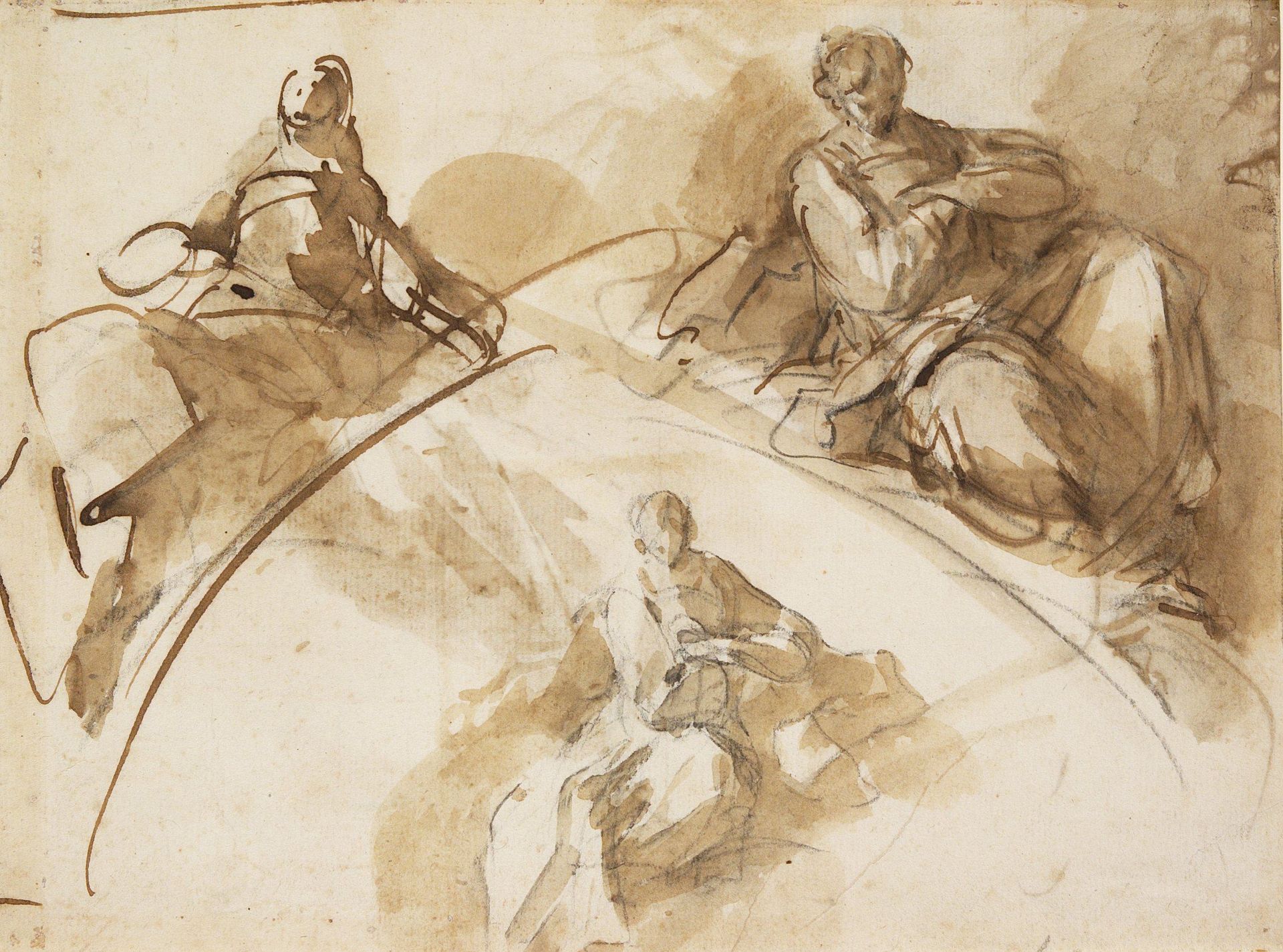 Studies for Arch Figures (recto and verso) by Domenico Mondo