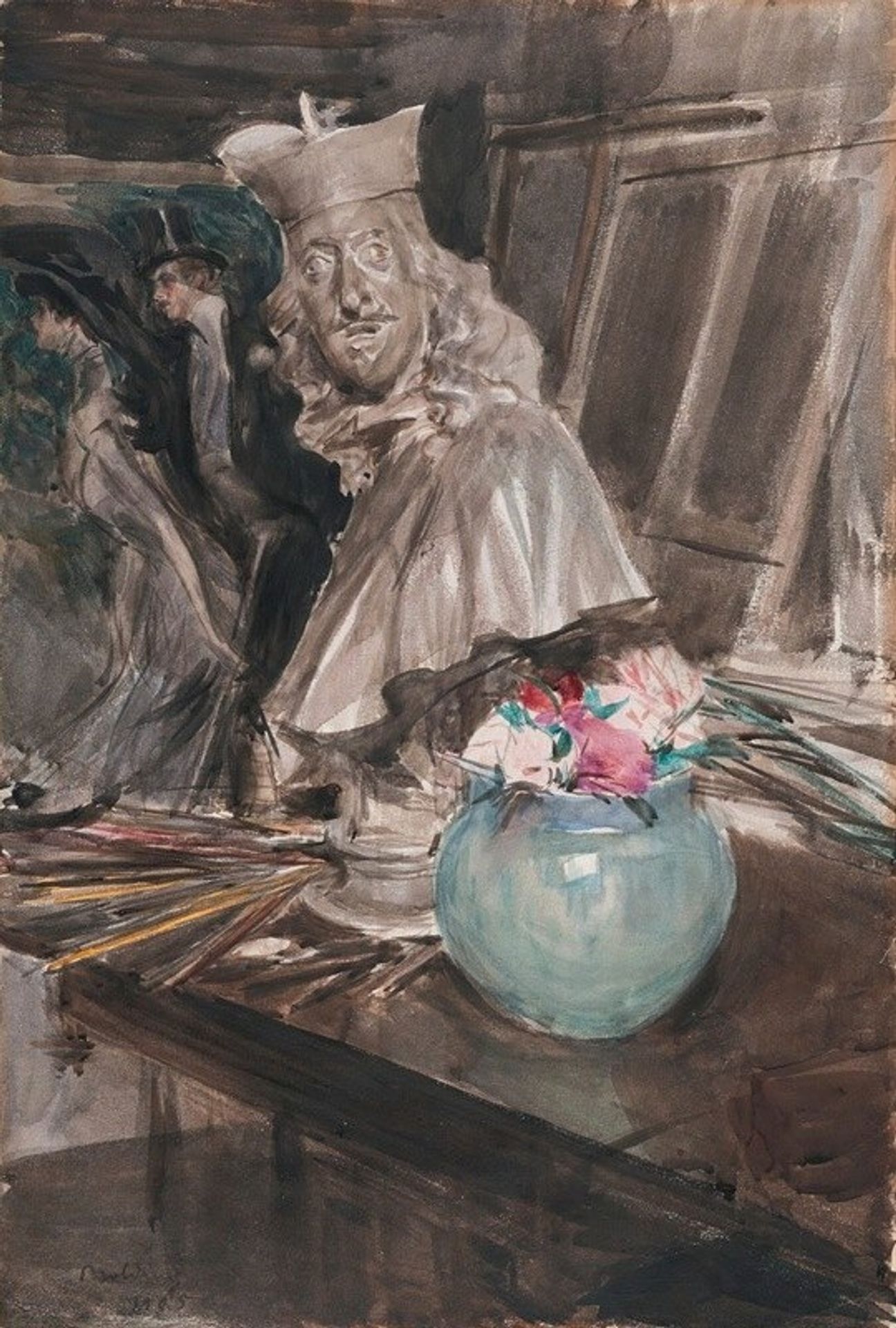 A Corner Of The Artist’s Studio With A Bust Of Leopoldo De Medici by Giovanni Boldini