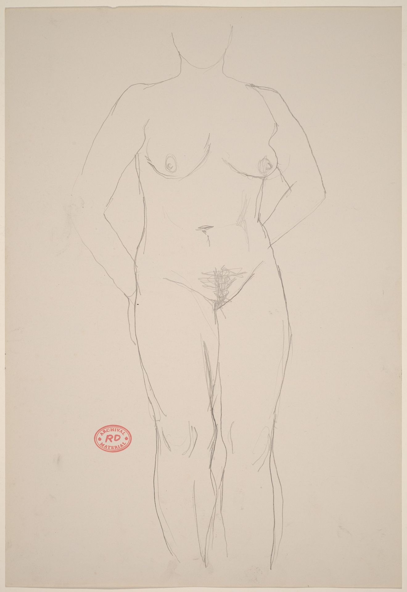 Untitled [nude standing with her hands behind her] by Richard Diebenkorn