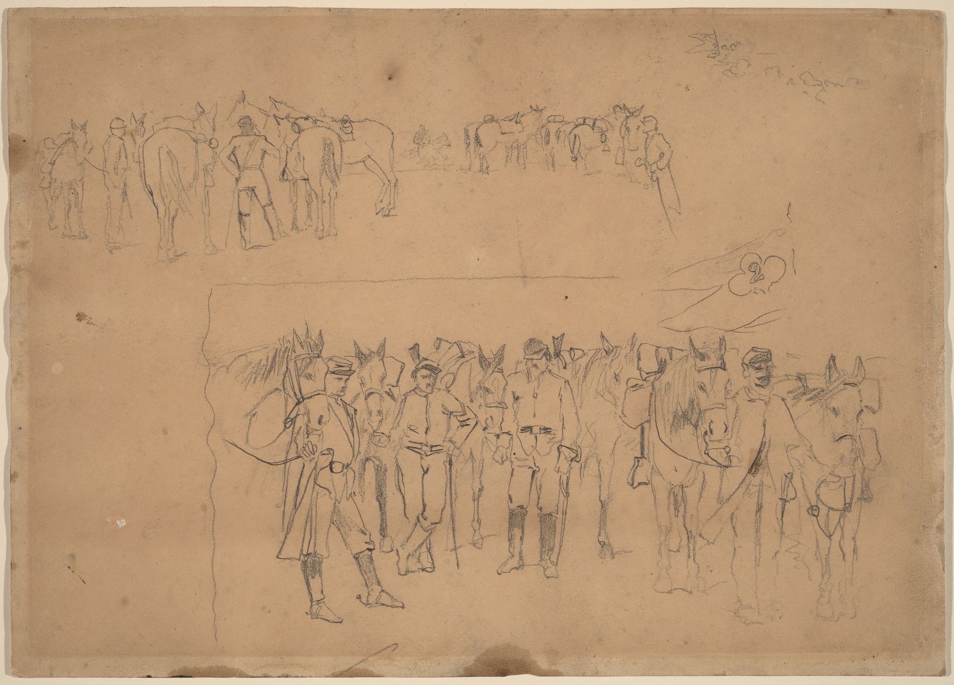 Officers and Horses at Rest by Winslow Homer
