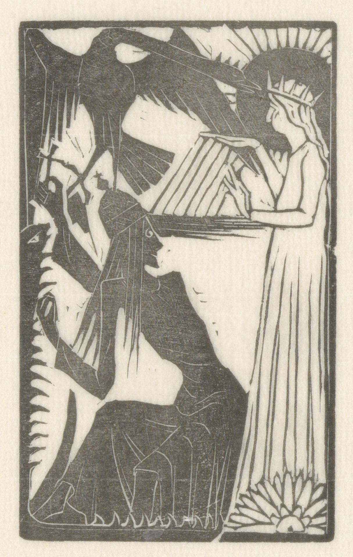 Twee vrouwen en een vogel by Mathieu Lauweriks