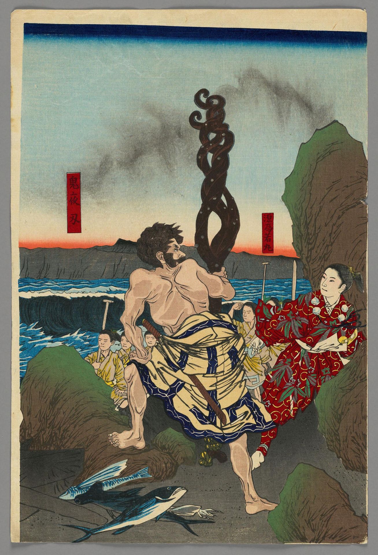 Minamoto Tametomo, from the series The Unofficial History of Japan (Nihon gaishi no uchi) by Kobayashi Kiyochika