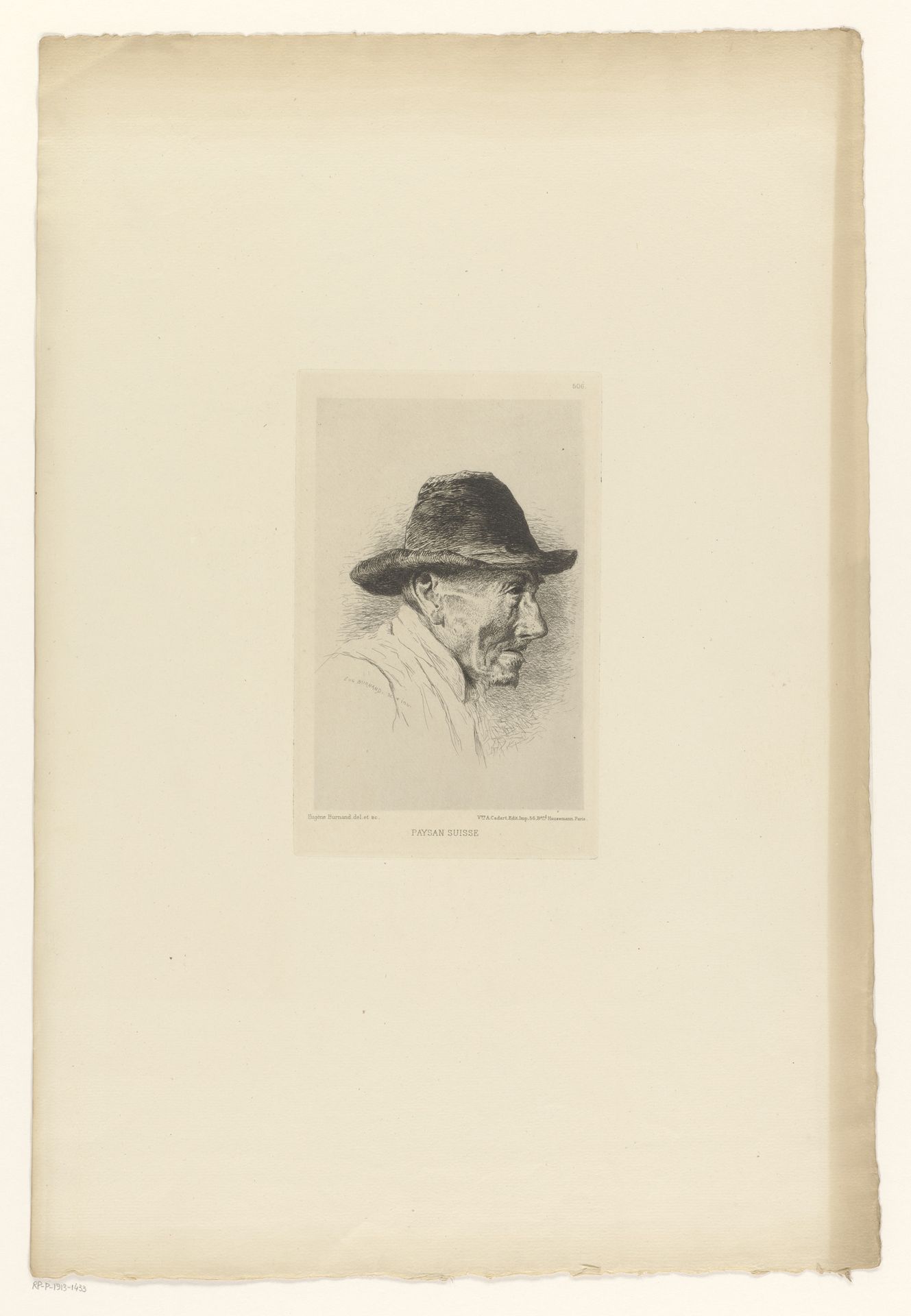 Hoofd van een Zwitserse boer met hoed by Eugène Burnand