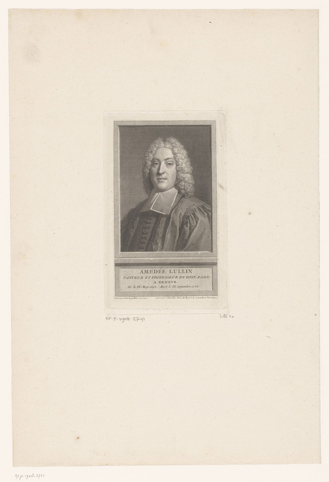 Portret van Amadeus Lullin by Jacques Nicolas Tardieu