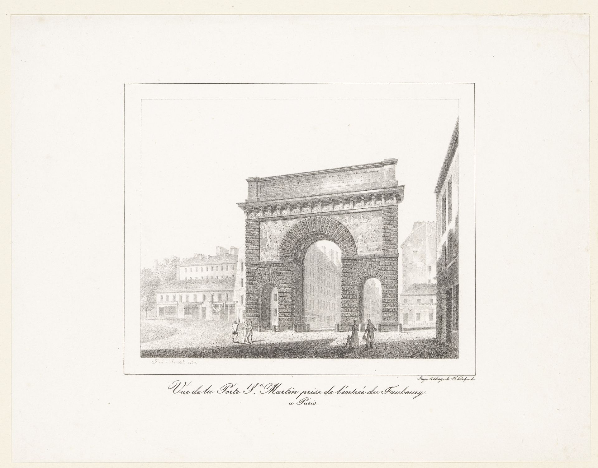 Zicht op de Porte Saint-Martin aan de noordzijde van Parijs by Jean-Baptiste Arnout