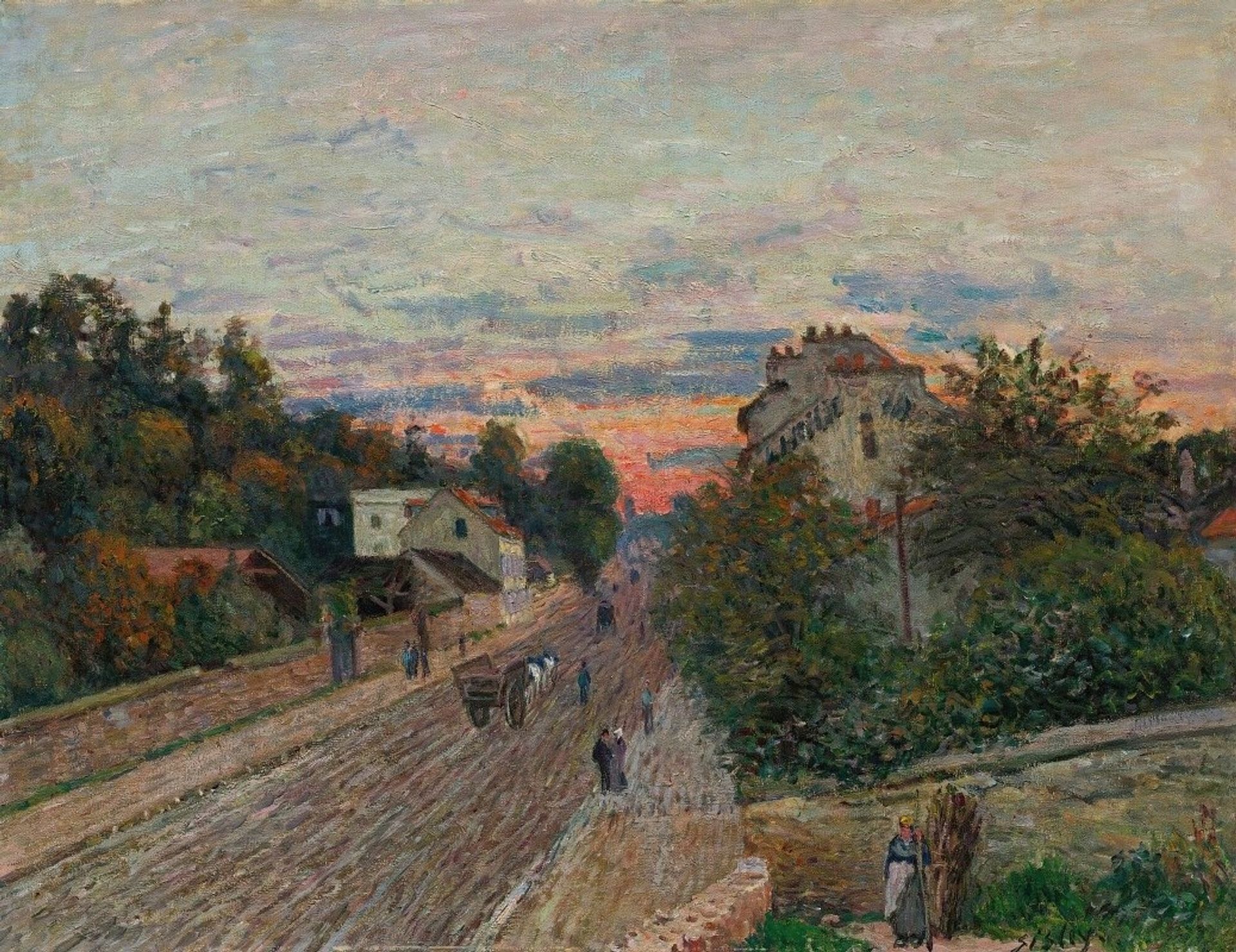 Coucher De Soleil, La Route De Versailles À Chavilles by Alfred Sisley