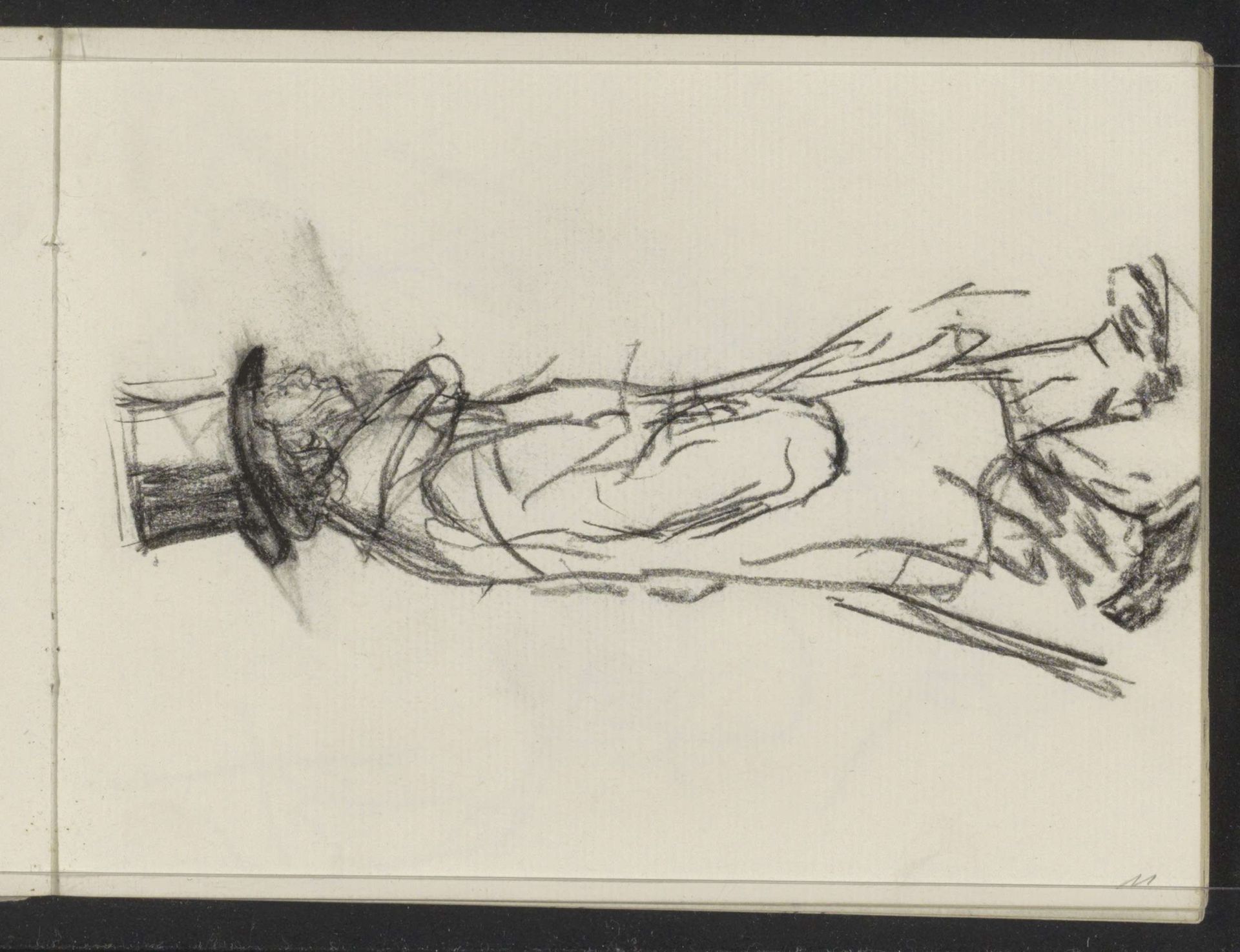 Lopende man met stok, in profiel by Isaac Israels