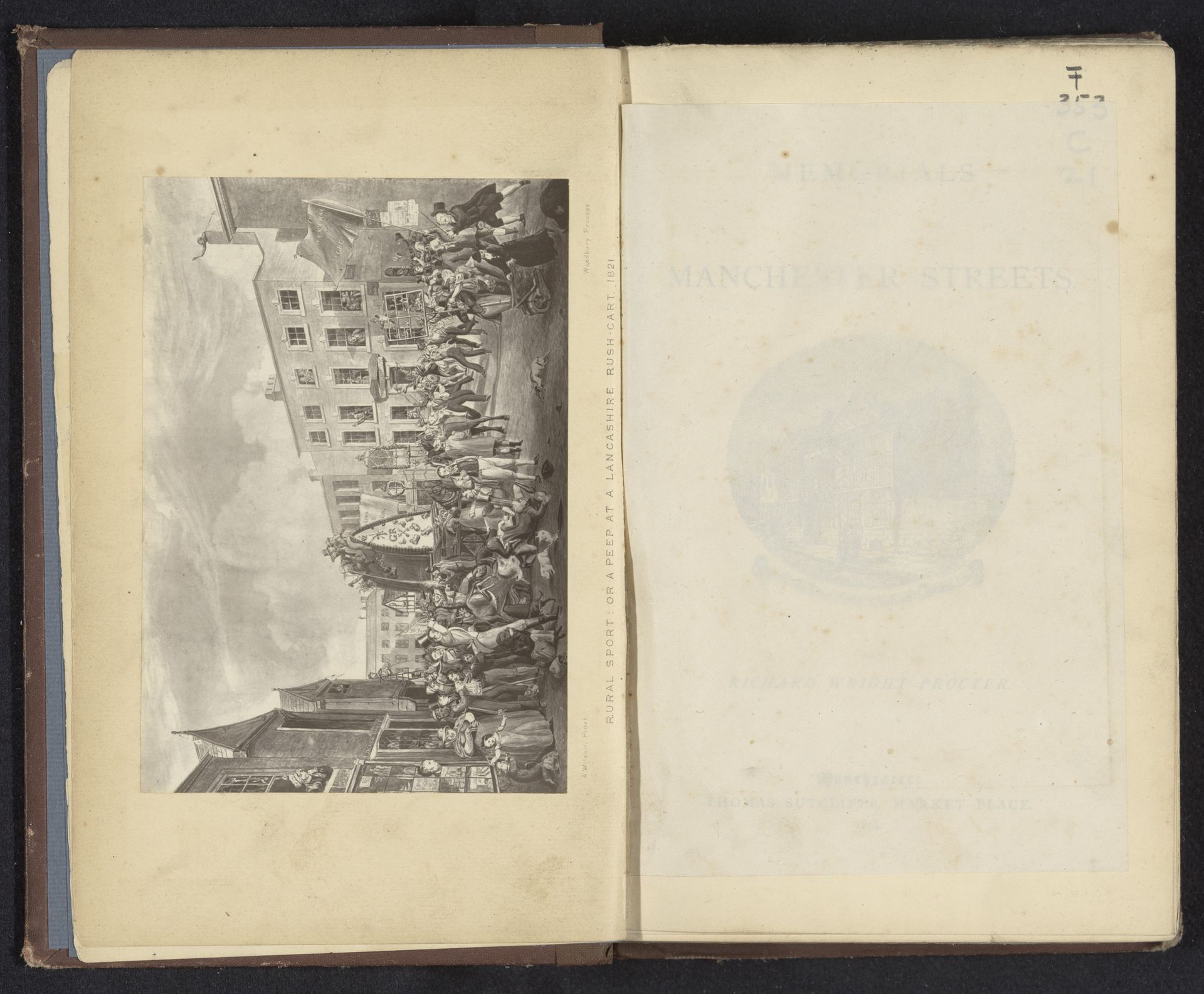 Fotoreproductie van een schilderij, voorstellend het straatleven in Lancashire by Alfred Brothers