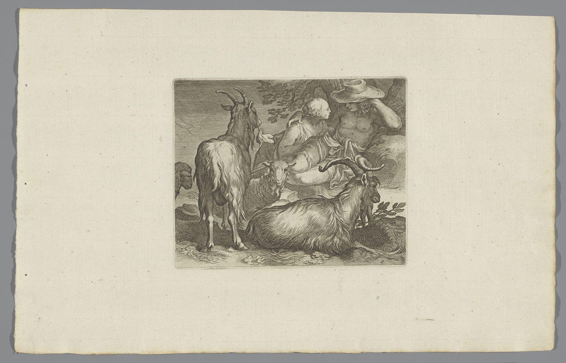 Herder en herderin met geiten by Boëtius Adamsz. Bolswert