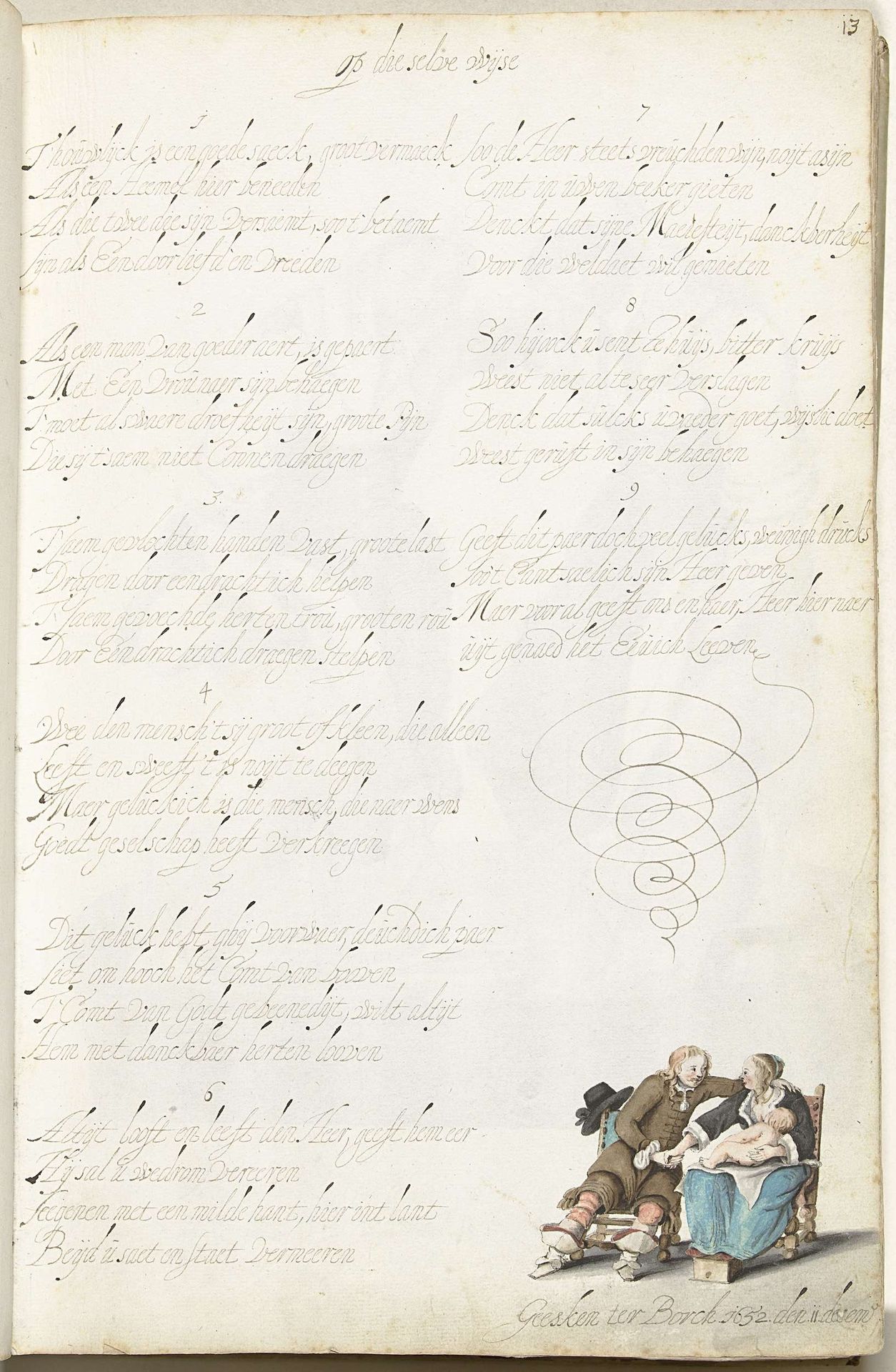 Echtpaar met kindje by Gesina ter Borch