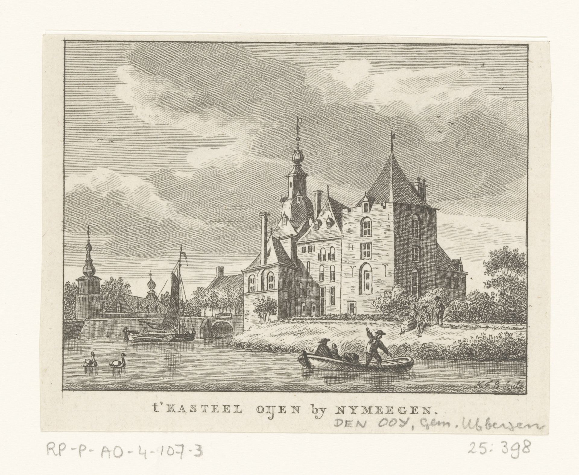 Gezicht op Kasteel van Oijen by Carel Frederik (I) Bendorp