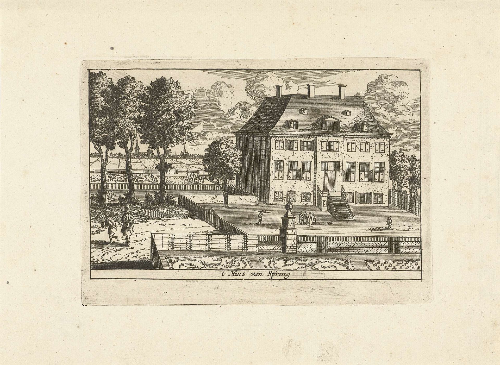 Landhuis met valkenier by Cornelis Elandts