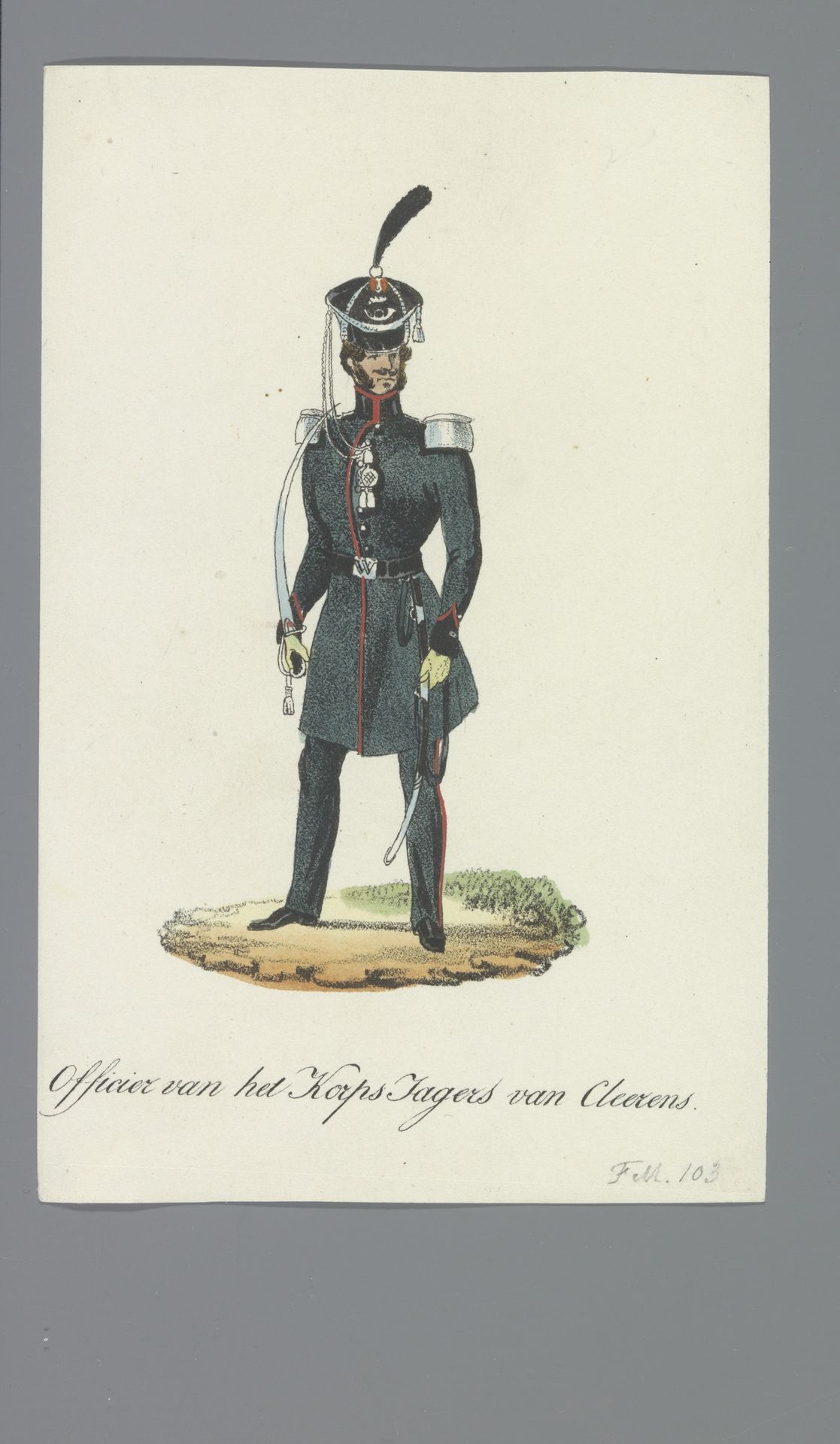 Officier van het Korps Jagers van Cleerens by Albertus Verhoesen