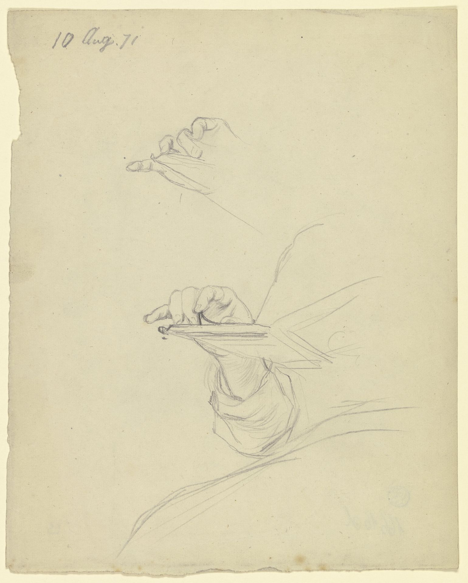 Luise Scholderer, ein Buch lesend, Detail der Hand by Otto Scholderer