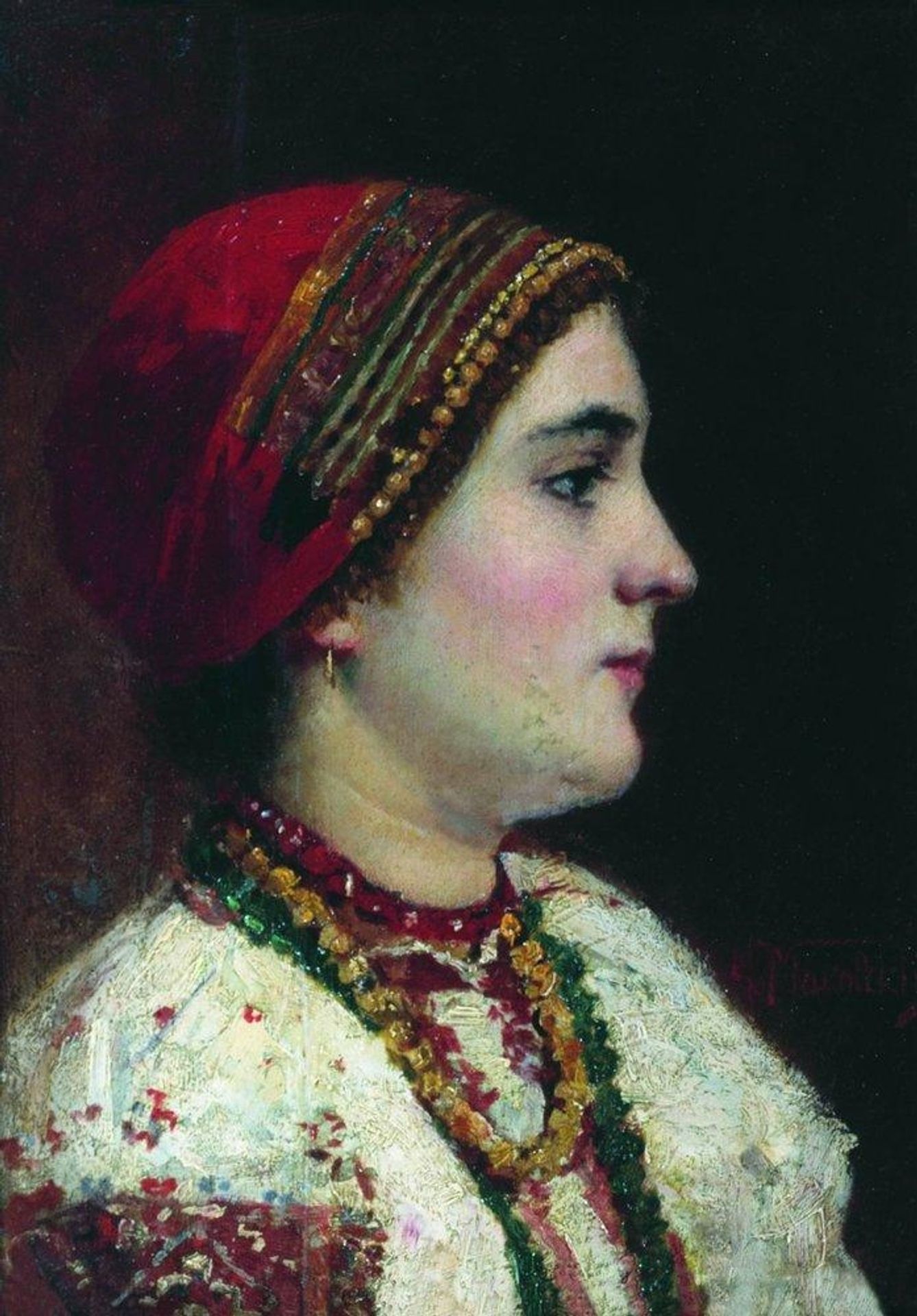 Portrait of the Girl in a Ukrainian Dress by Konstantin Egorovich Makovsky