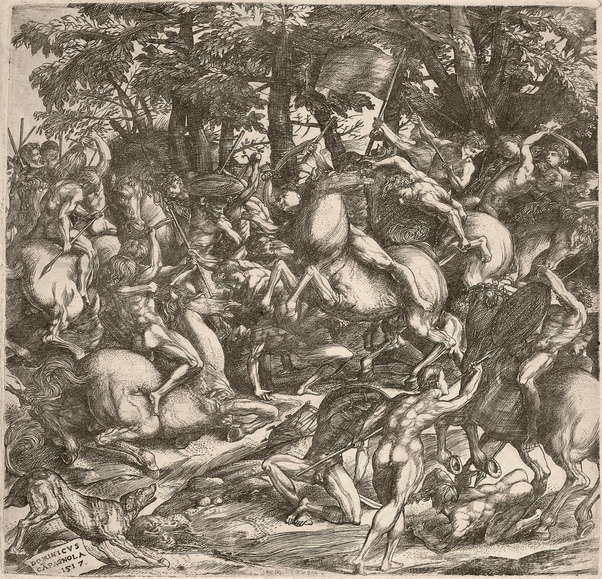 Battle of Naked Men by Domenico Campagnola