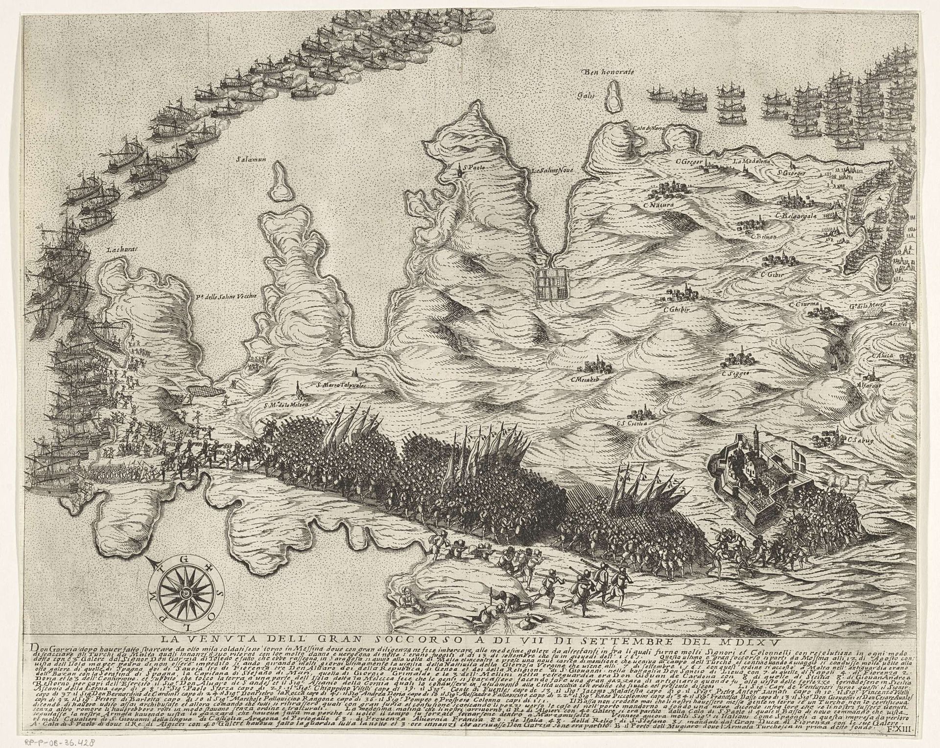 Komst van de hulptroepen op Malta by Antonio Francesco Lucini