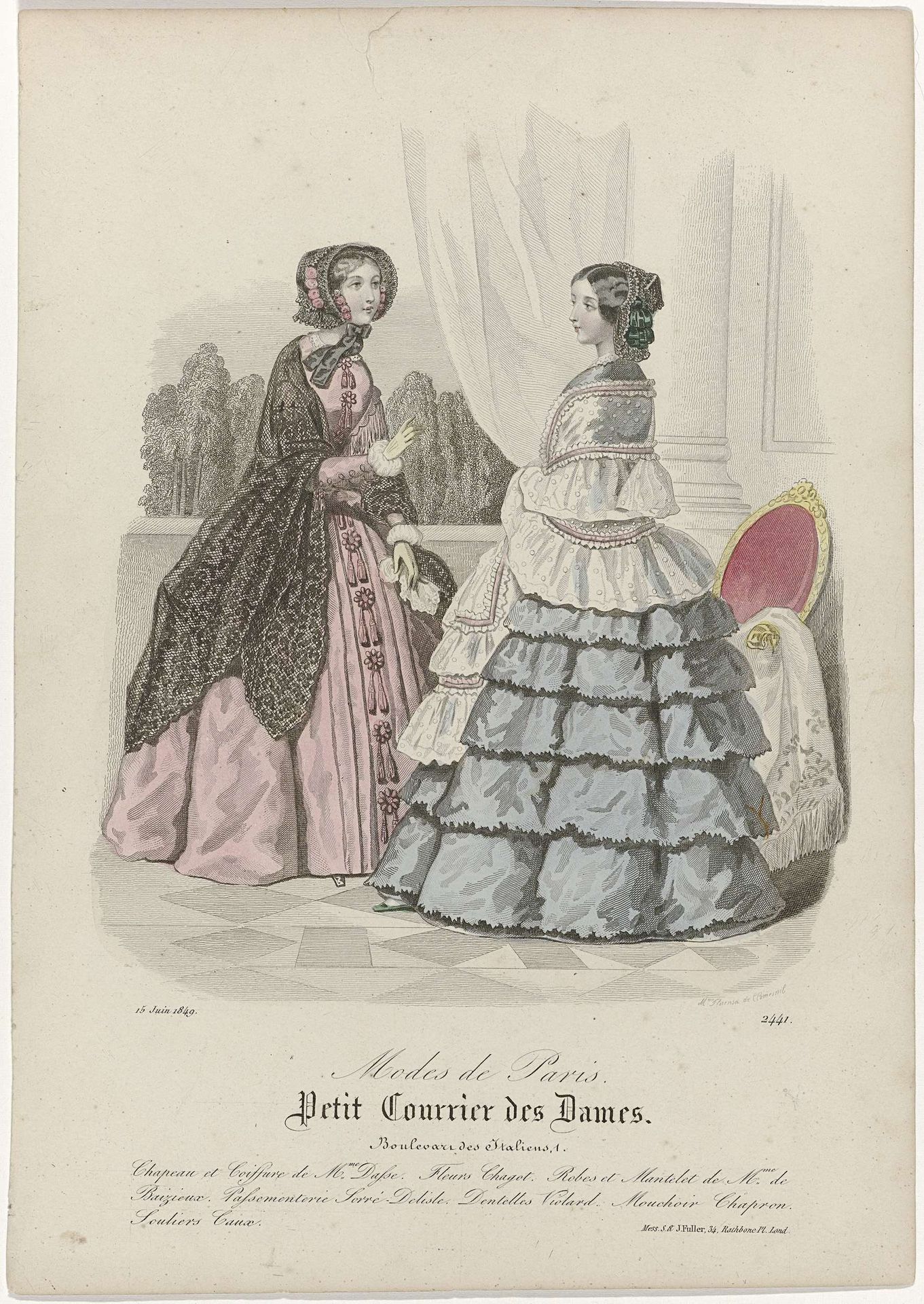Petit Courrier des Dames, 15 juin1849, No. 2441 : Chapeau et Coiffur (...) by Florensa de Closménil