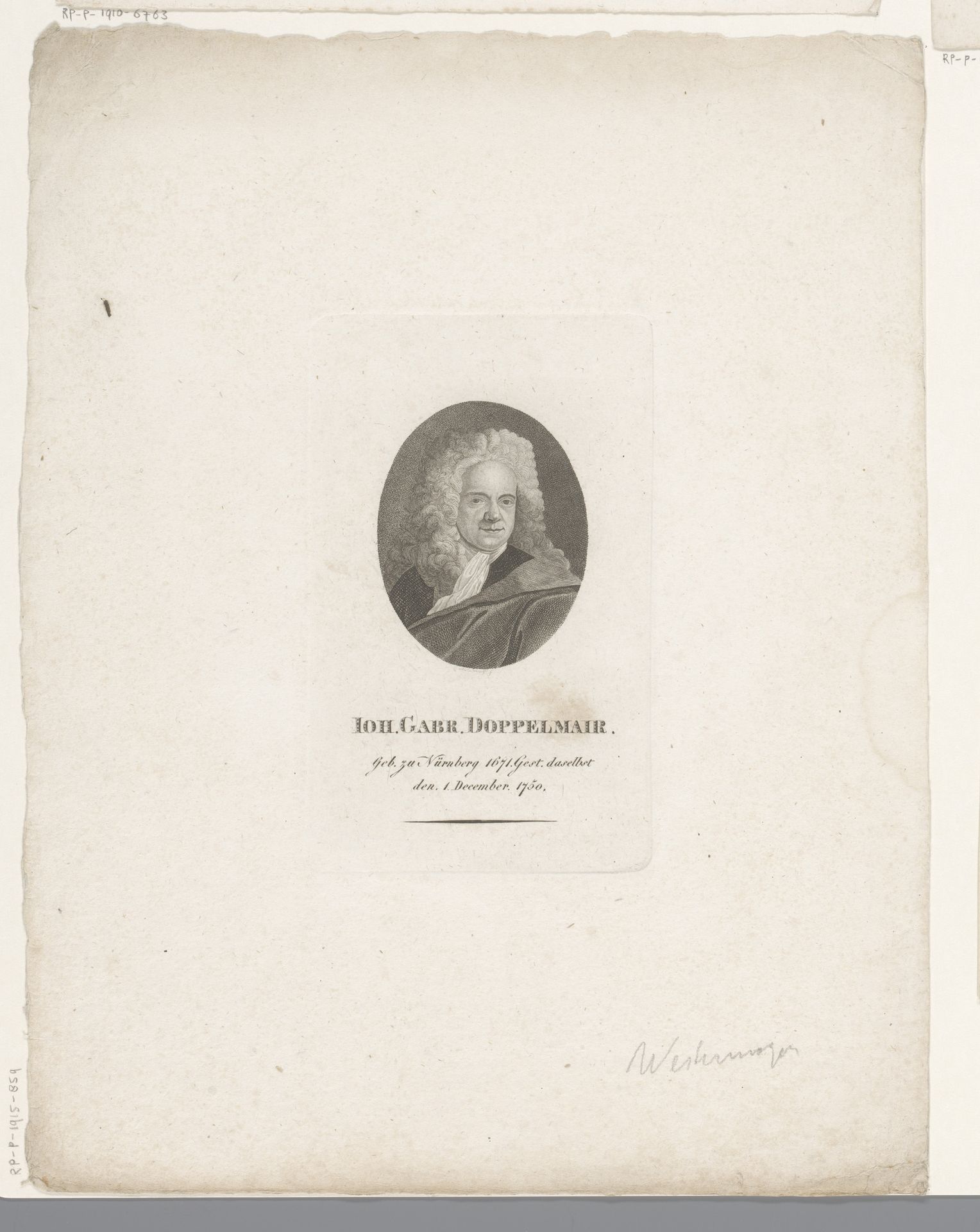 Portret van Johann Gabriel Doppelmayr by Konrad Westermayr