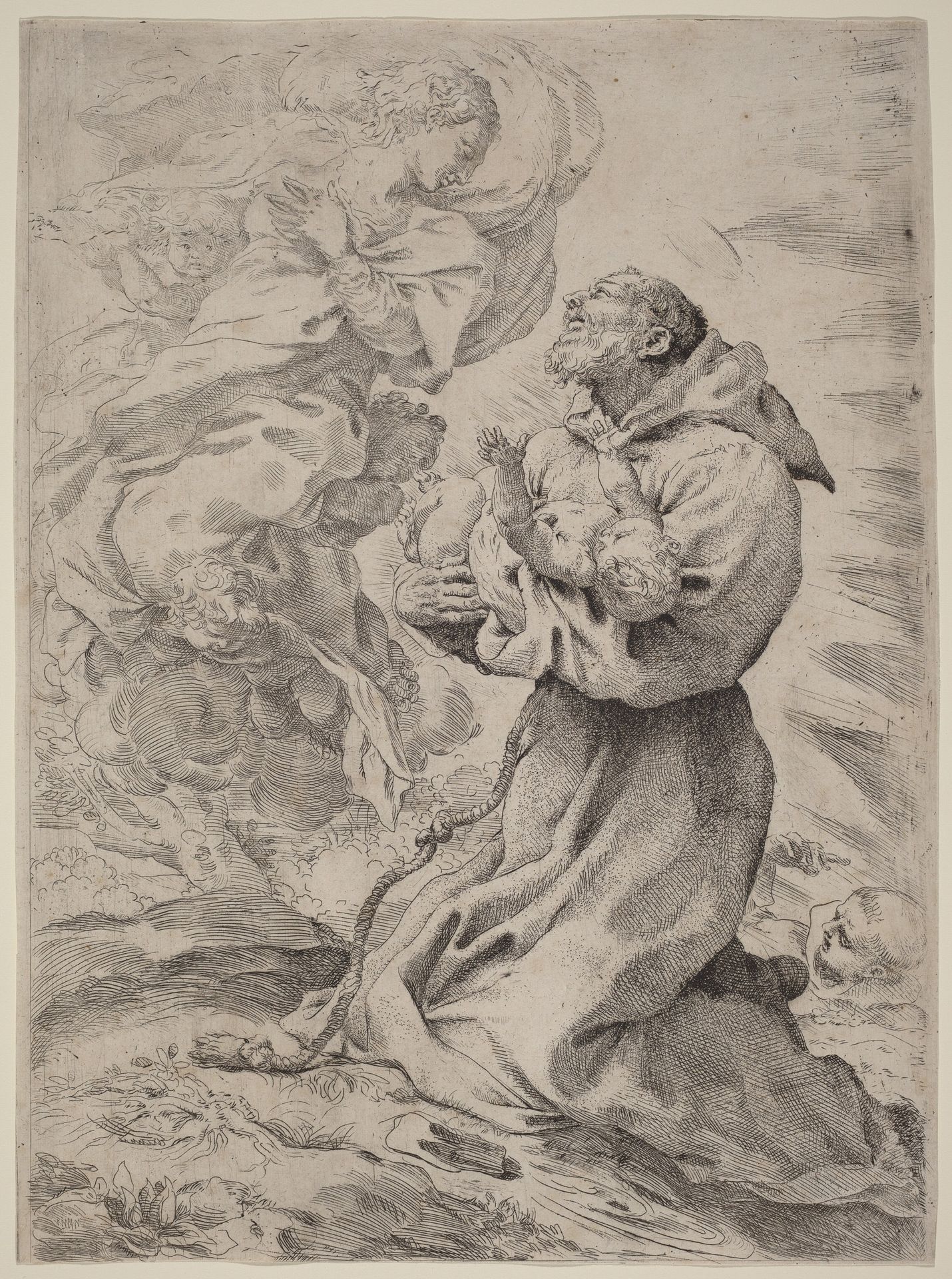 Saint Francis with the Christ Child by Pietro Faccini