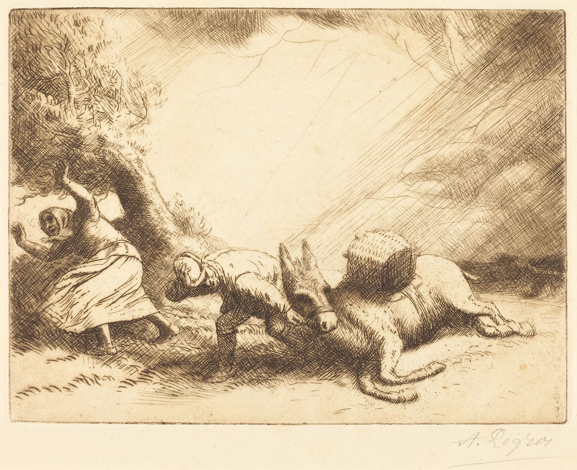 Donkey Upset by Storm (L'ane renverse par la foudre) by Alphonse Legros