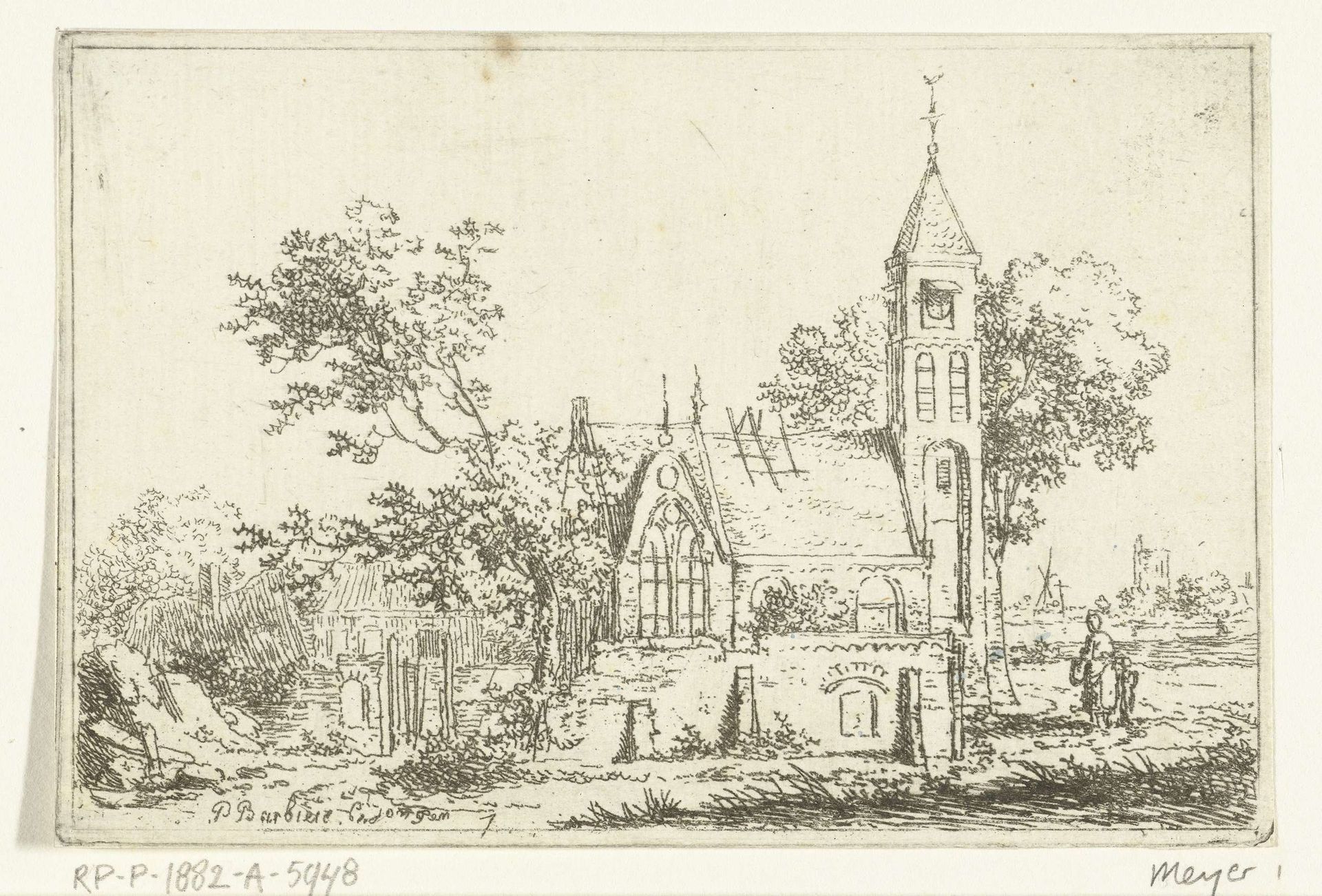 Landschap met kerk by Pieter (IV) Barbiers