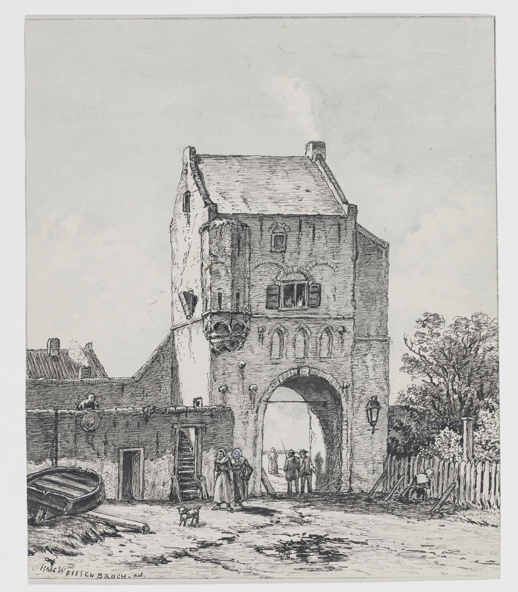Water- of Gevangenpoort te Woudrichem by Isaac Weissenbruch