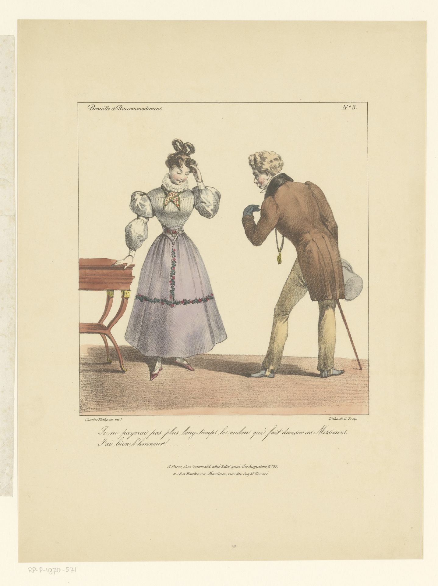 Jaloerse man spreekt vrouw toe by Charles Philipon