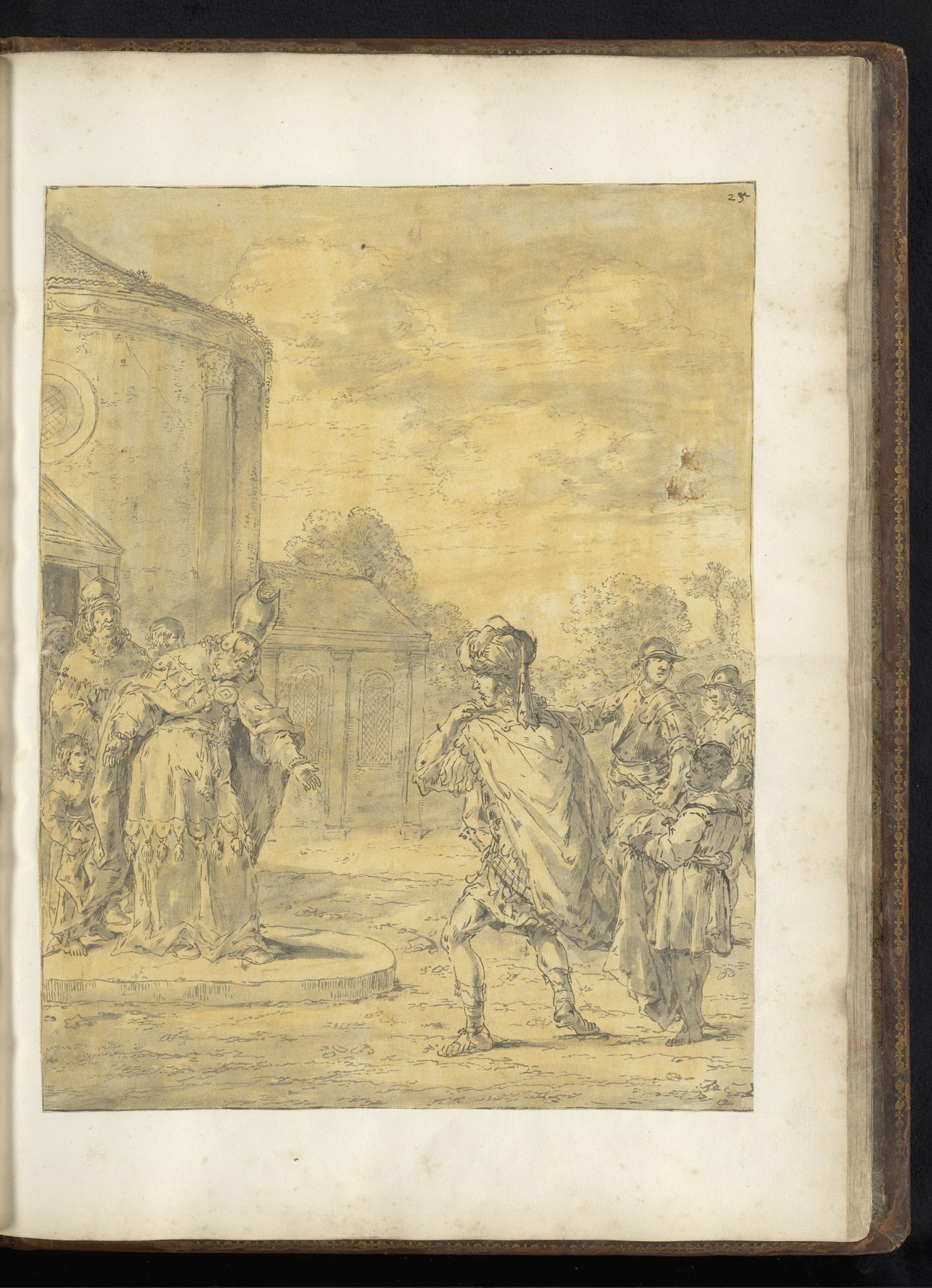 Alexander de Grote bezoekt de tempel van Jupiter by Leonaert Bramer