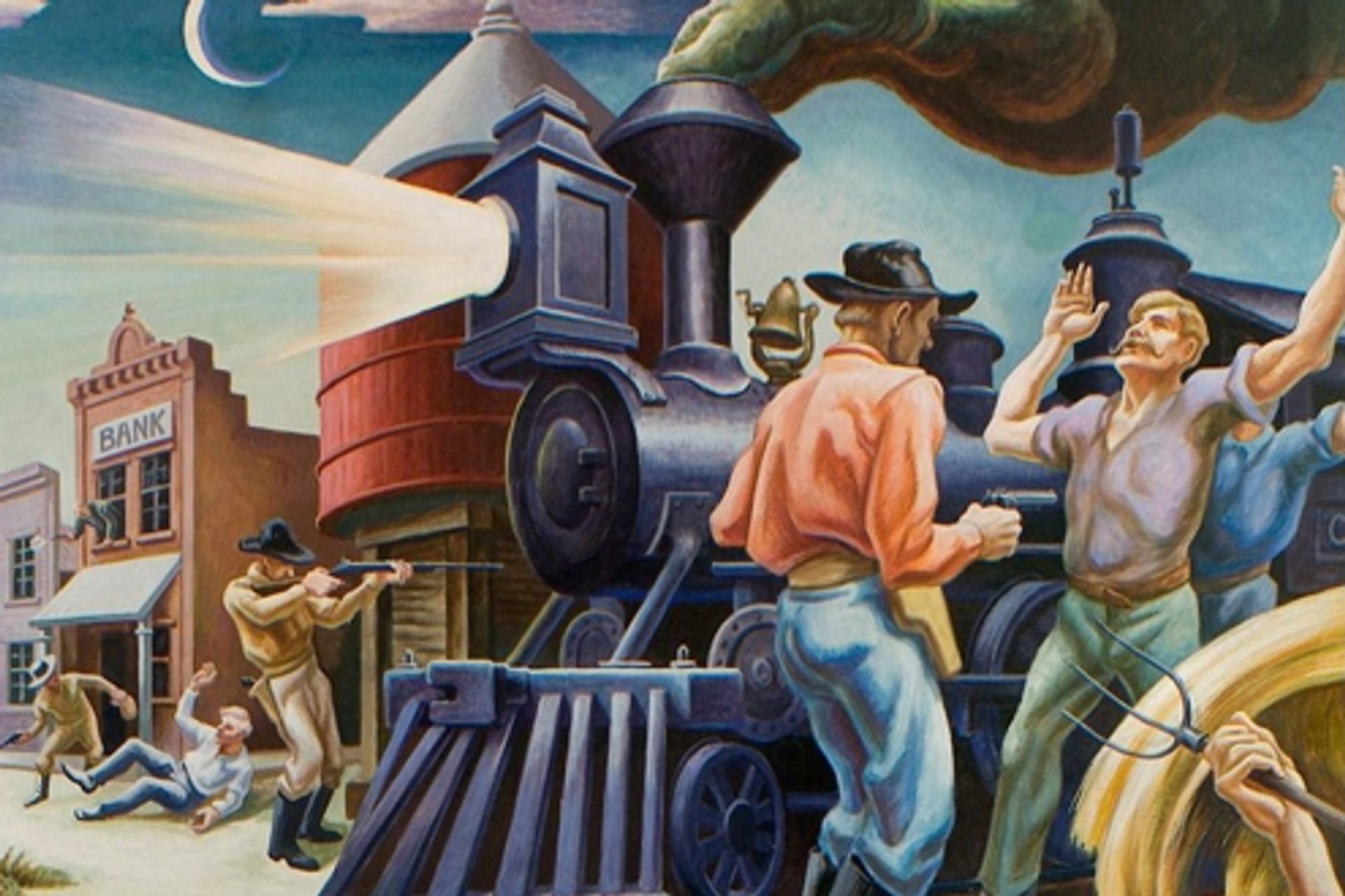 A Social History of the State of Missouri (detail) - Jesse James by Thomas Hart Benton