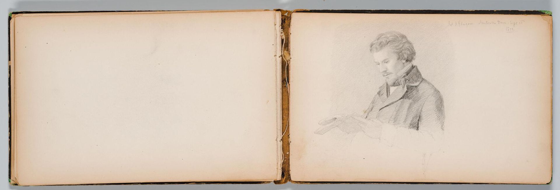 Man Reading; verso: Small Landscape by Sanford Robinson Gifford