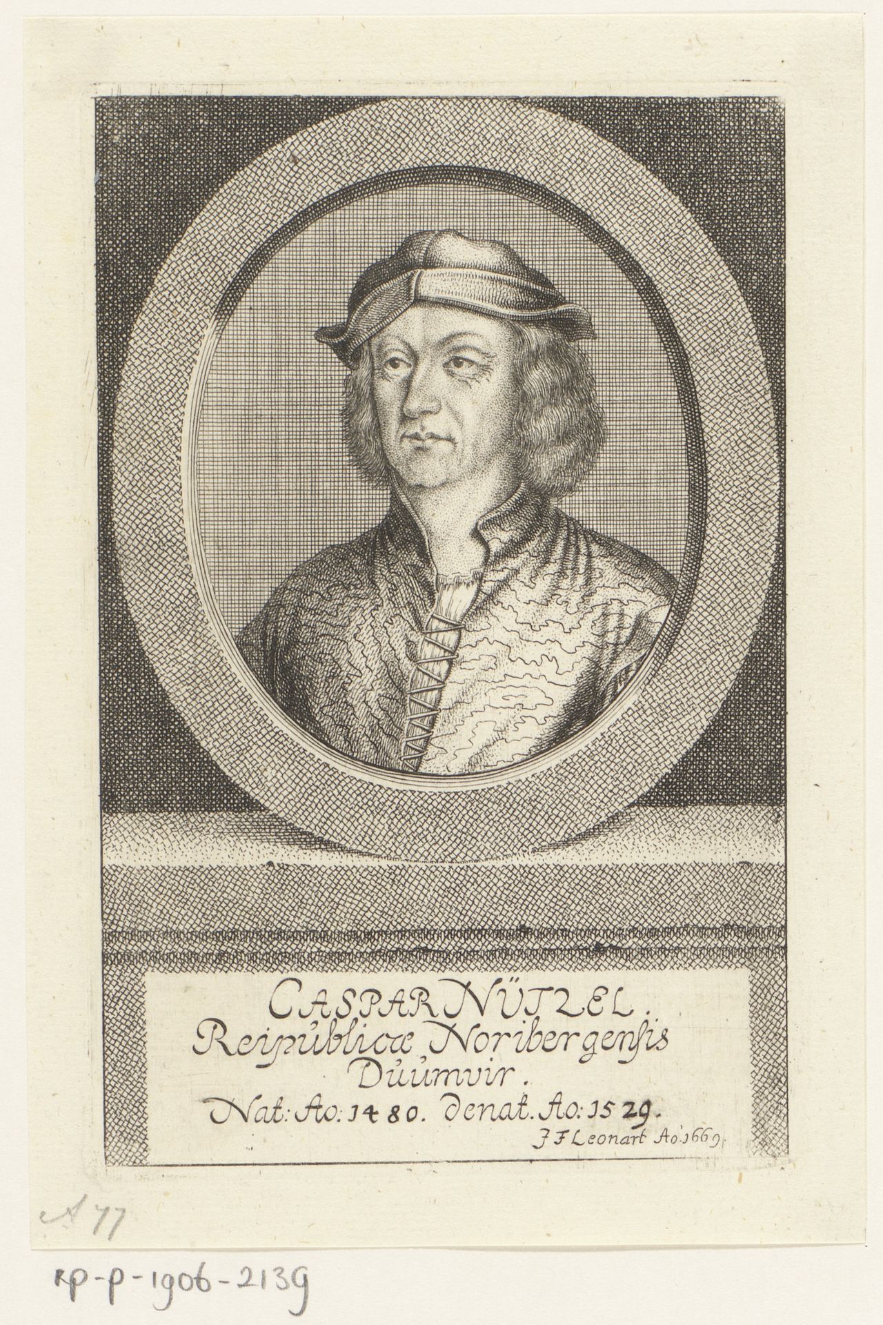 Portret van Caspar Nützel by Johann Friedrich Leonard