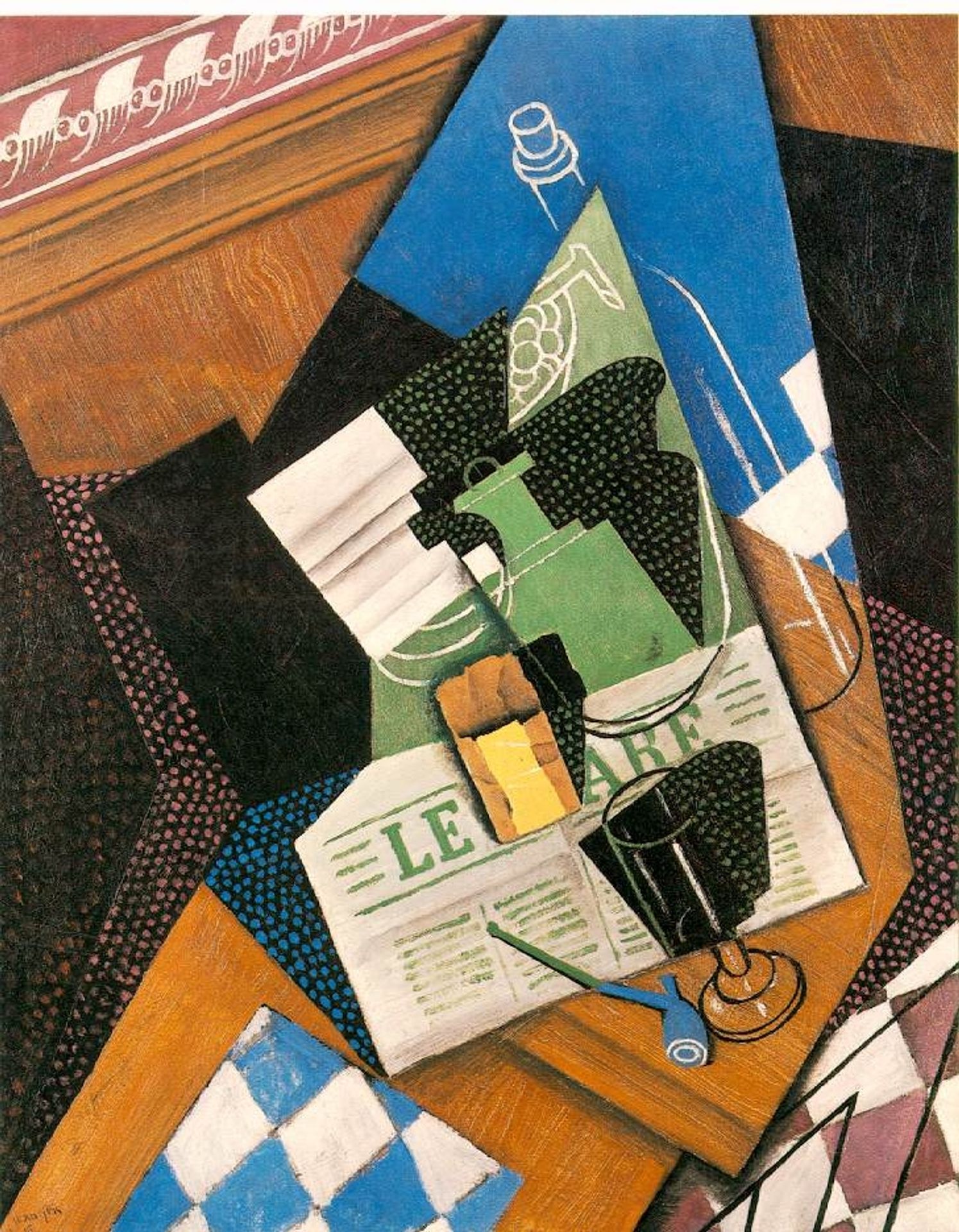 Water bottle, Bottle, and Fruit dish by Juan Gris