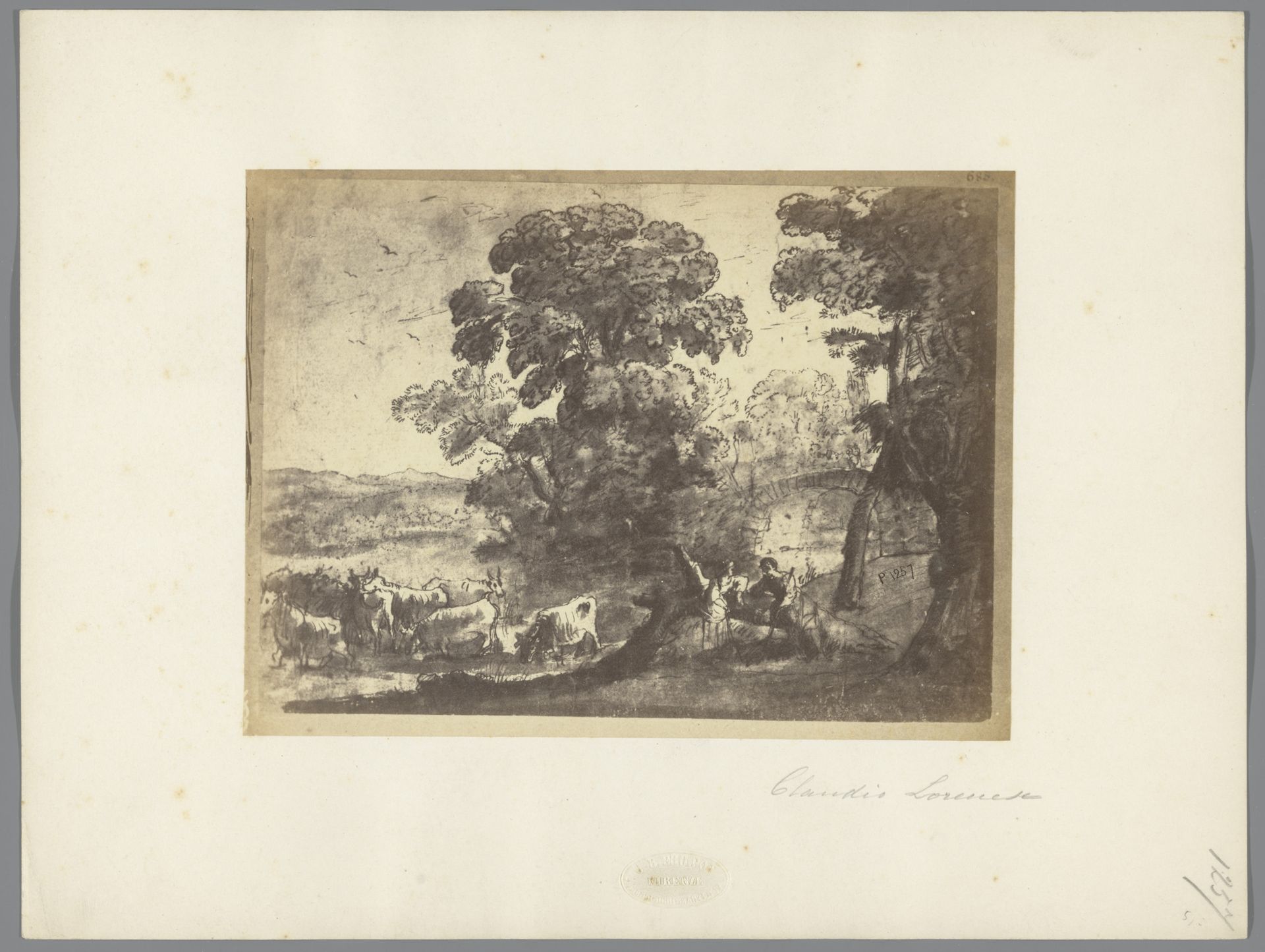 Fotoreproductie van een tekening van Claude Lorrain by Giovanni Brampton Philpot