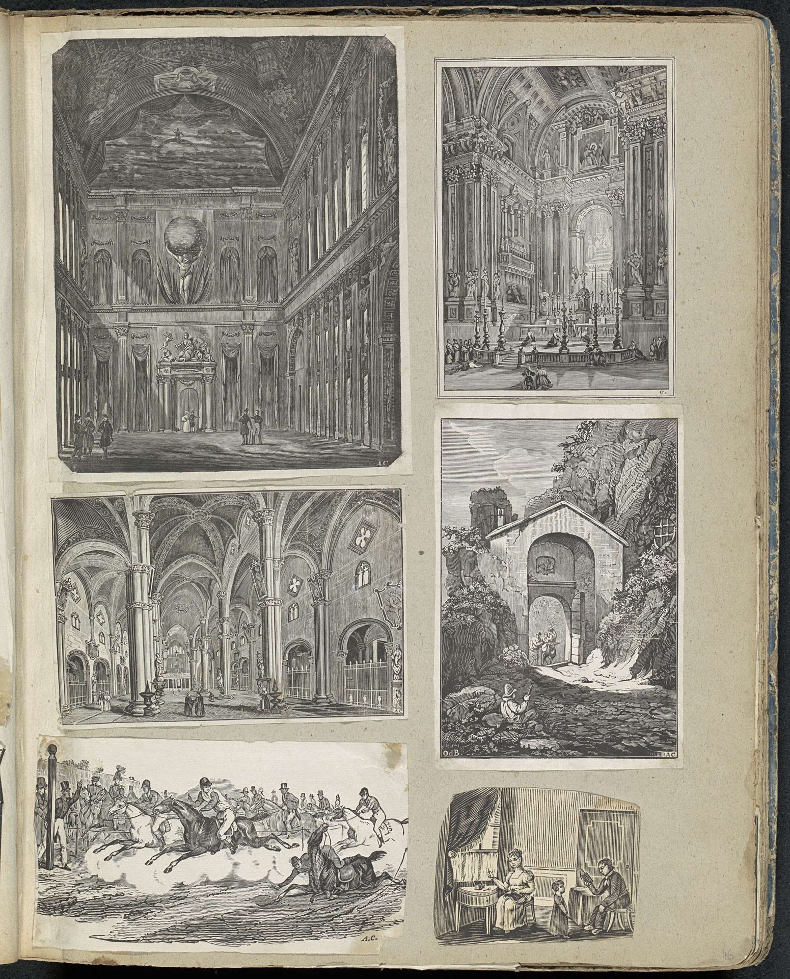 Albumblad met diverse voorstellingen by Alexander Cranendoncq