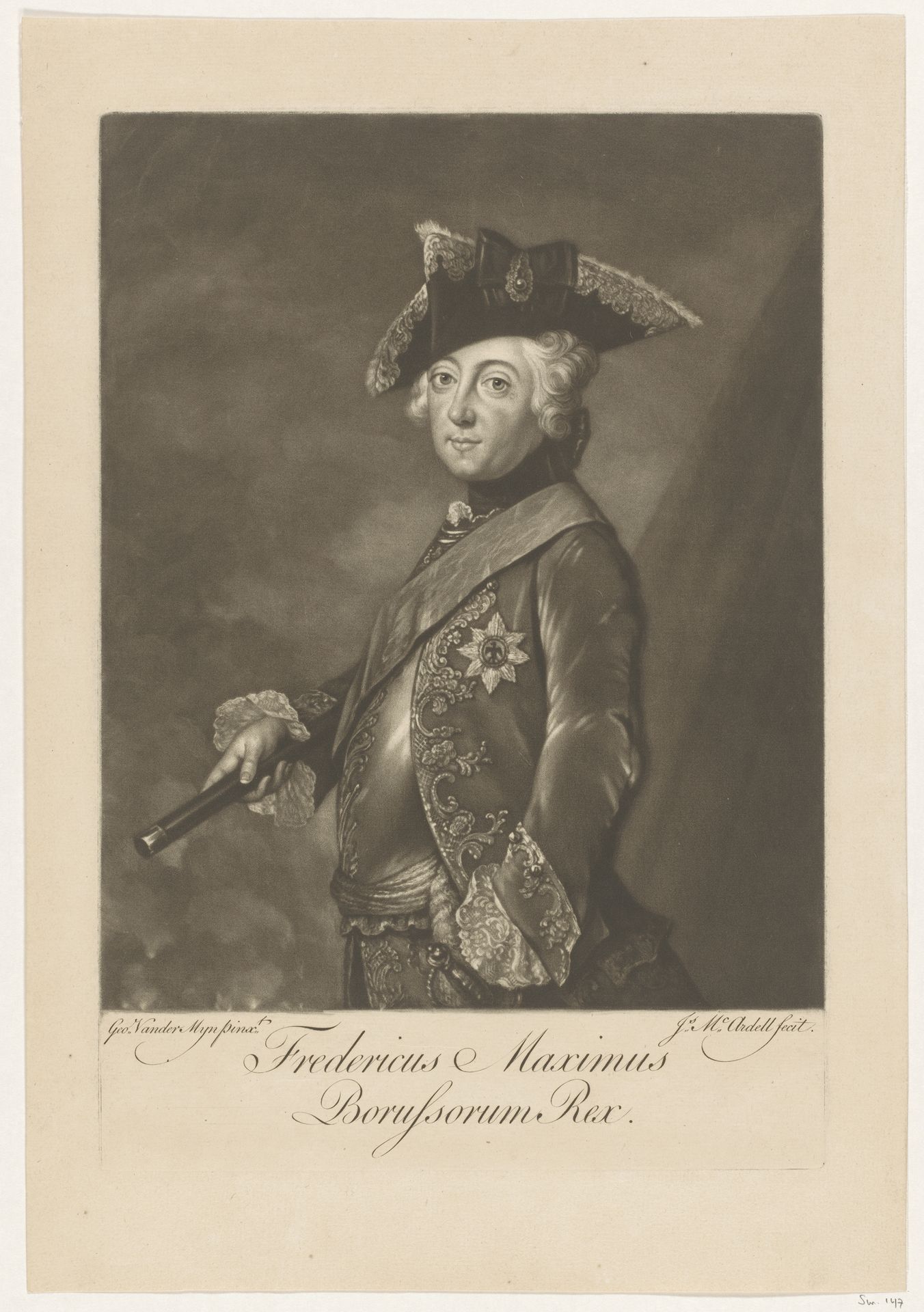 Portret van Frederik de Grote by James McArdell