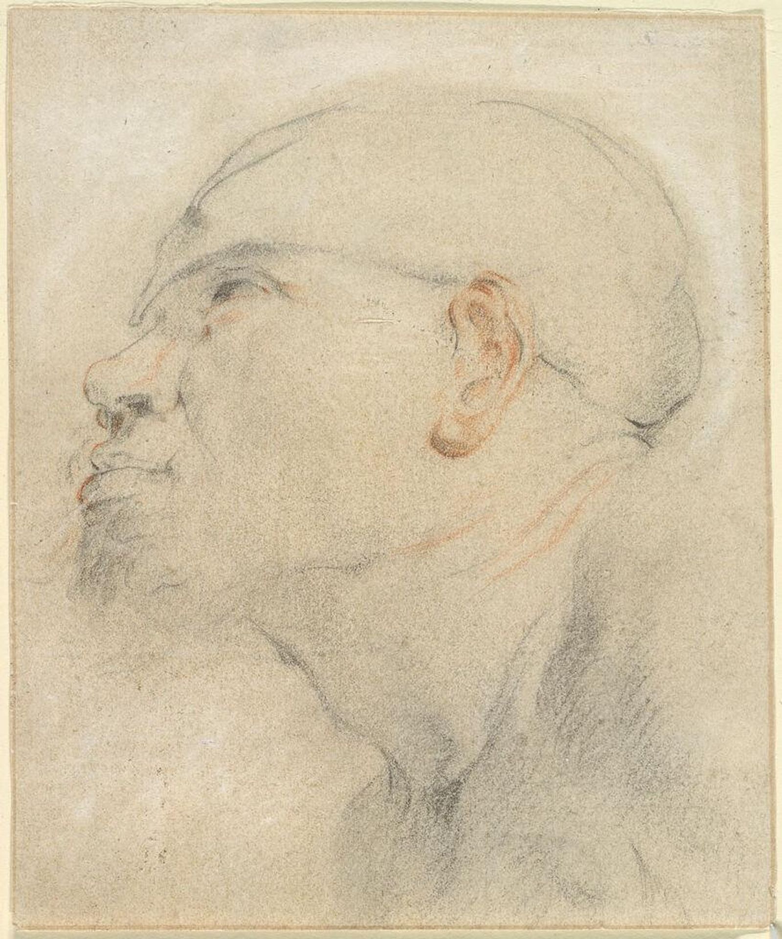 Head of a Beggar; verso: Half-length Study of a Nude Man by Anonymous