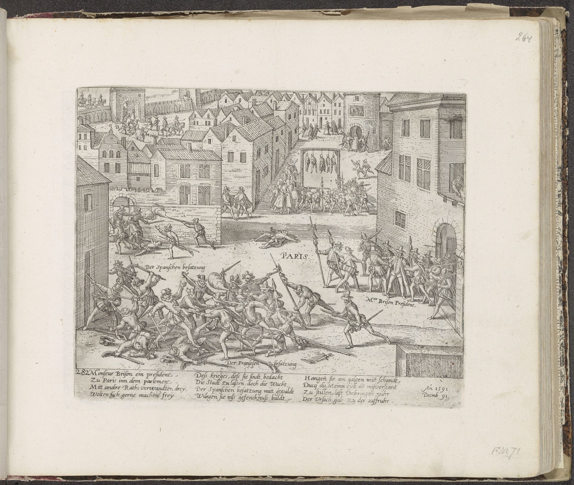 Verraad en bestraffing van Brisson te Parijs, 1591 by Frans Hogenberg